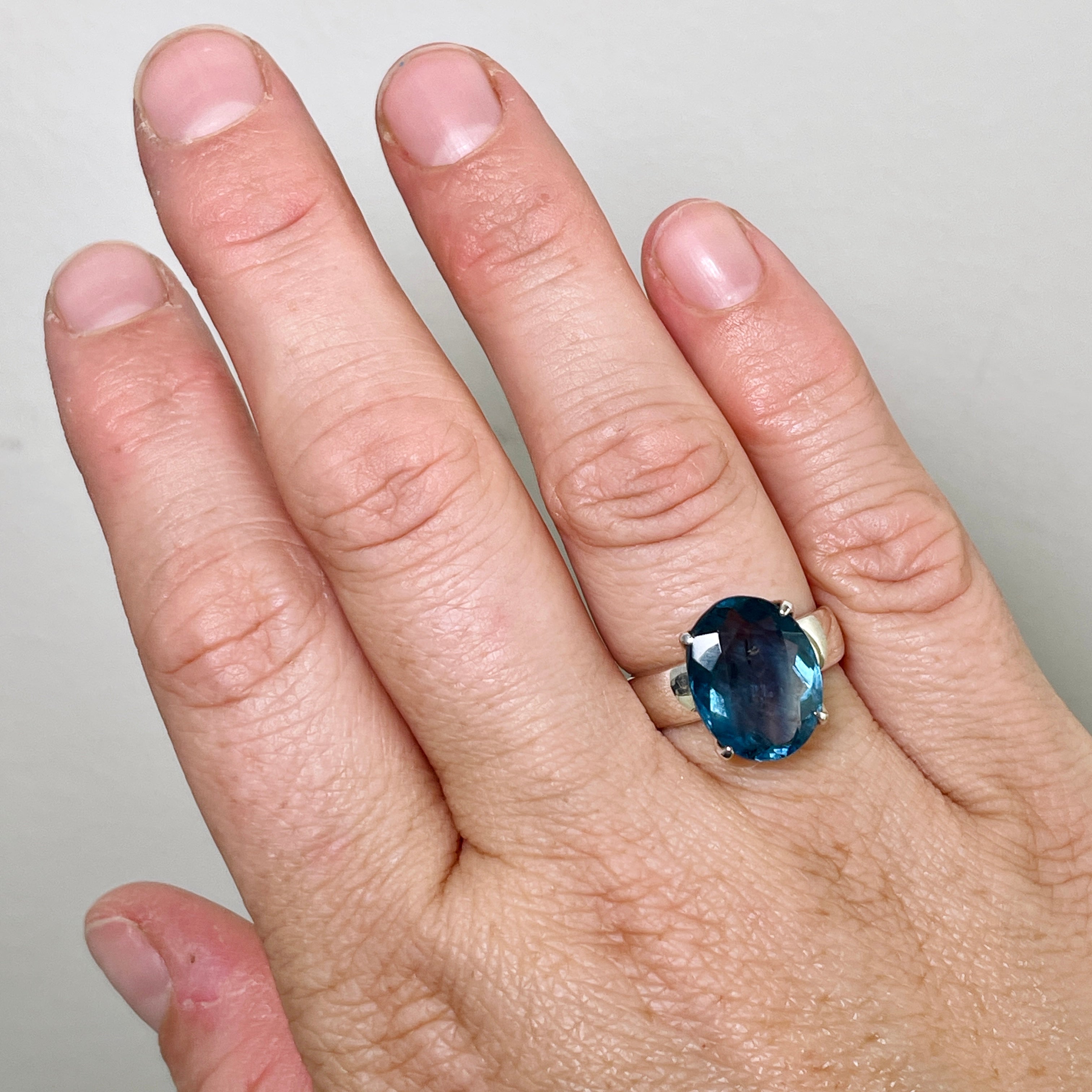 Fluorite Oval Faceted Ring Size 7 - PRGJ305 | Elegant Gemstone Jewelry for Women, Perfect for Weddings, Parties & Everyday Wear
