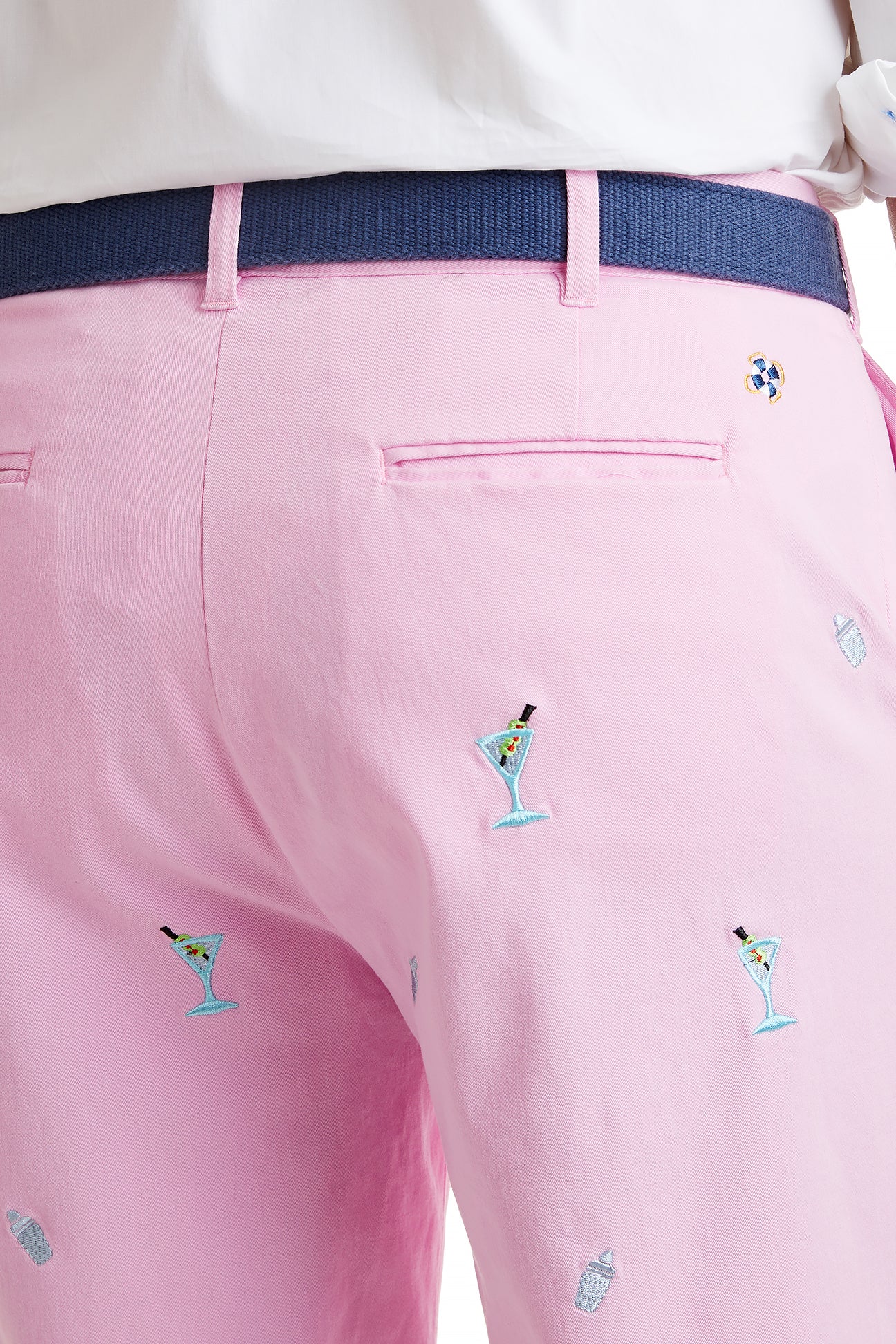 Cisco Short Stretch Twill Pink Martini & Shaker Print Women's Pants - Perfect for Cocktail Parties & Night Out