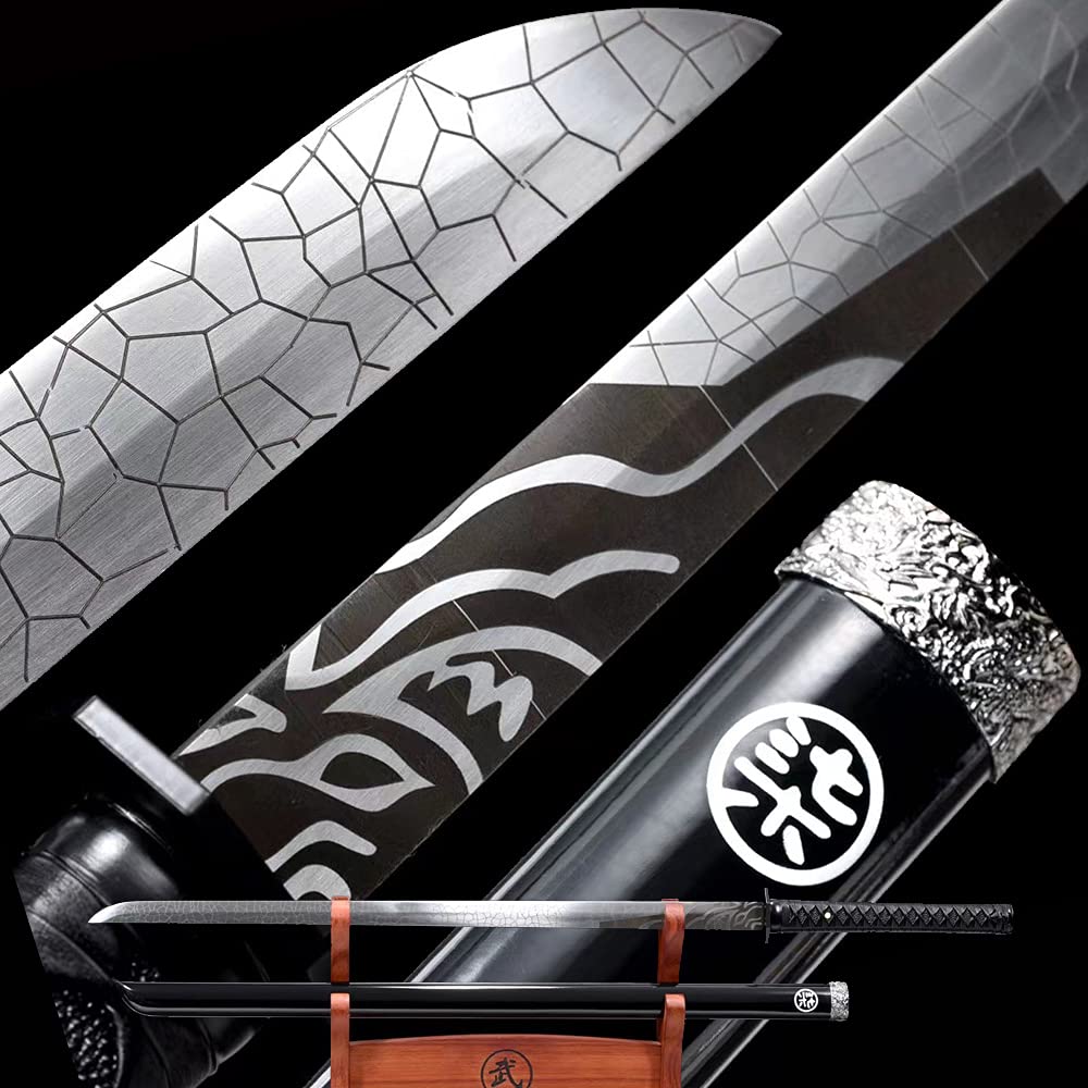 Assassin Five Six Seven Anime Replica Cosplay Katana - Shadow 柒 Japanese Samurai Sword with Blue Blade | Handmade 9260 Spring Steel | Perfect for Cosplay, Anime Conventions & Collectors (#5)