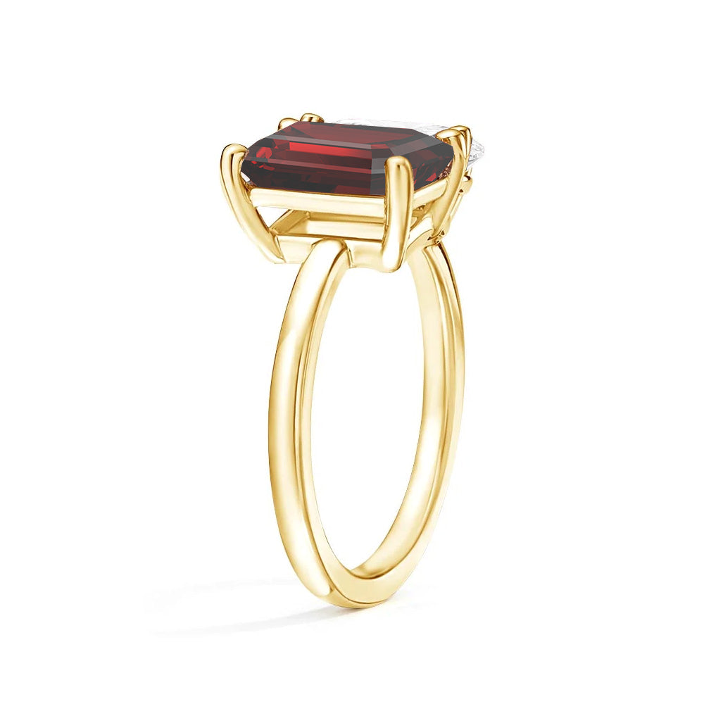 Personalized Garnet Birthstone Ring for Couples - Custom Toi et Moi Anniversary Ring for Her - Romantic Gift for Valentine's Day, Engagement or Wedding Anniversary (Perfect for February Birthdays)