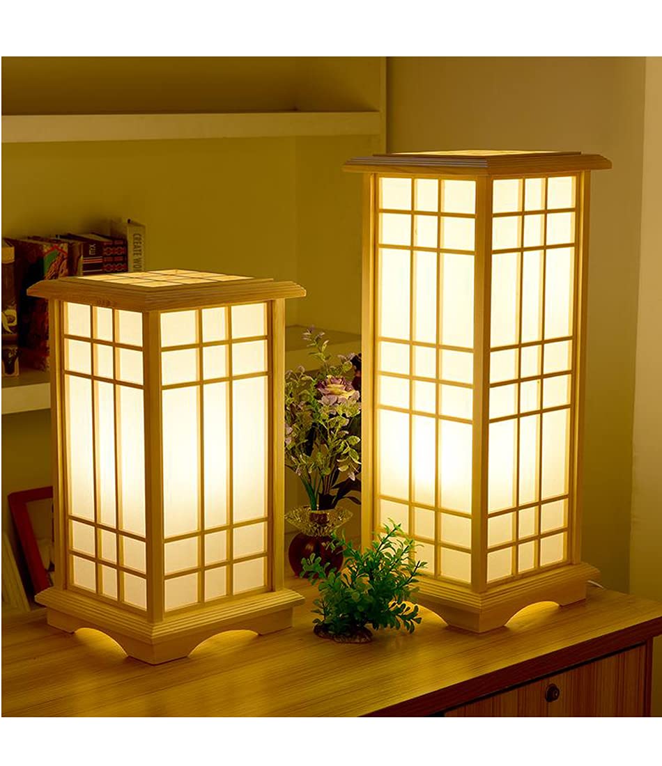 Arturesthome Japanese Floor Lamp - 1 Light E27 Wood Tatami Style Standing Lamp for Bedroom & Living Room (24x45cm) - Modern Zen Lighting for Home Decor & Relaxation Spaces