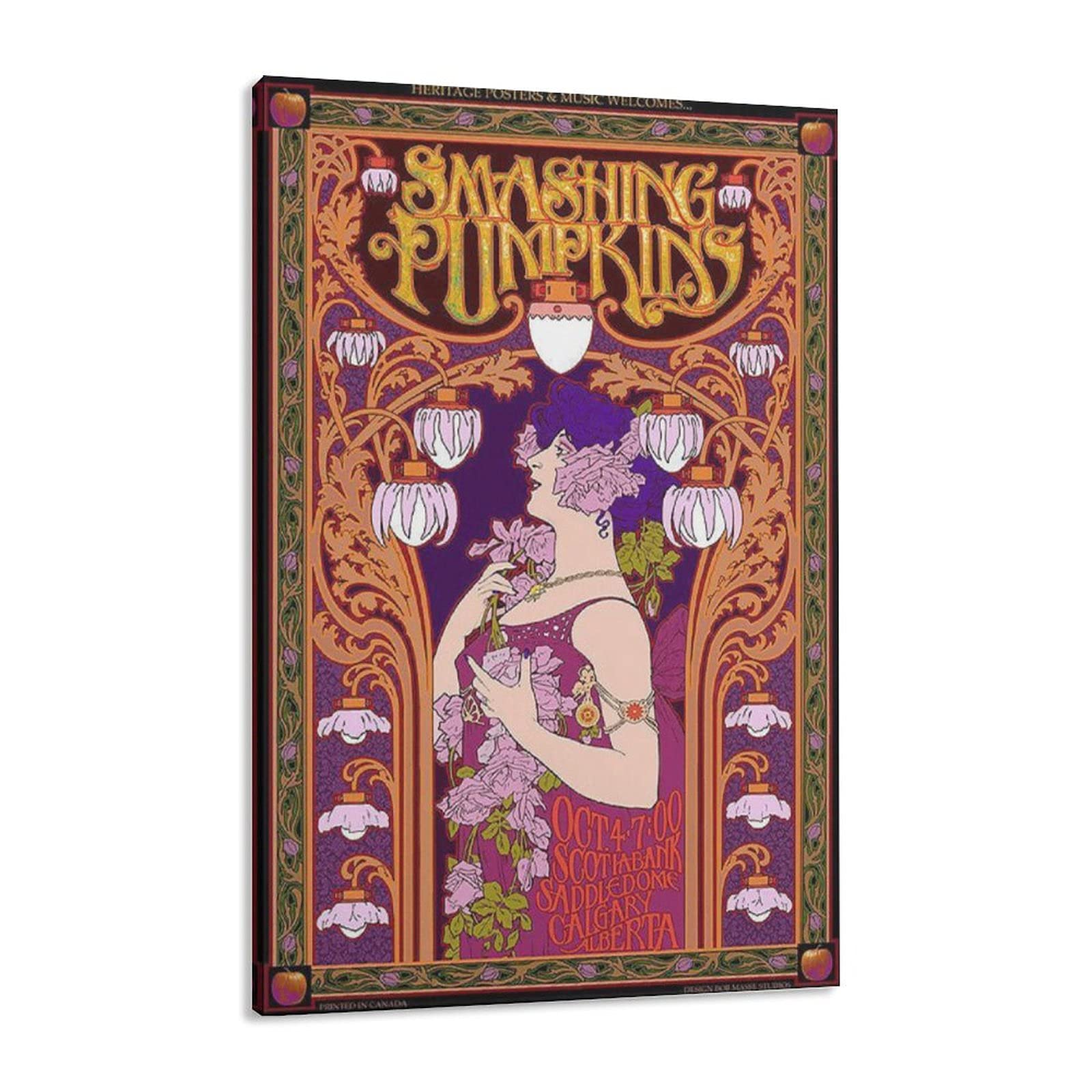 Smashing Pumpkins Art Nouveau Concert Poster - 60x90cm (24x36in) Vintage Music Wall Art Canvas Print for Bedroom, Office & Man Cave Decor - Perfect Gift for Rock Fans & Music Lovers