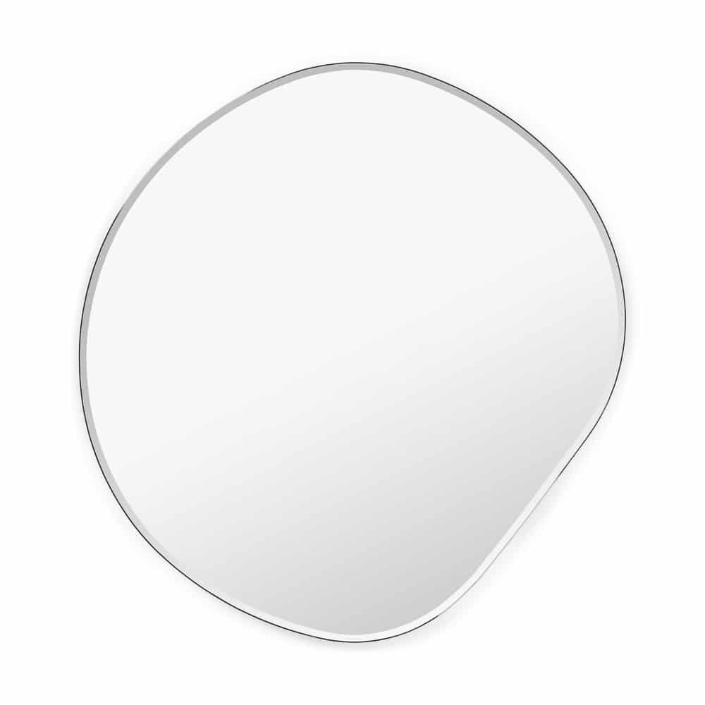 FERM LIVING Pond Mirror Small - Dark Chrome - Modern Round Wall Mirror for Bathroom, Bedroom & Living Room Decor