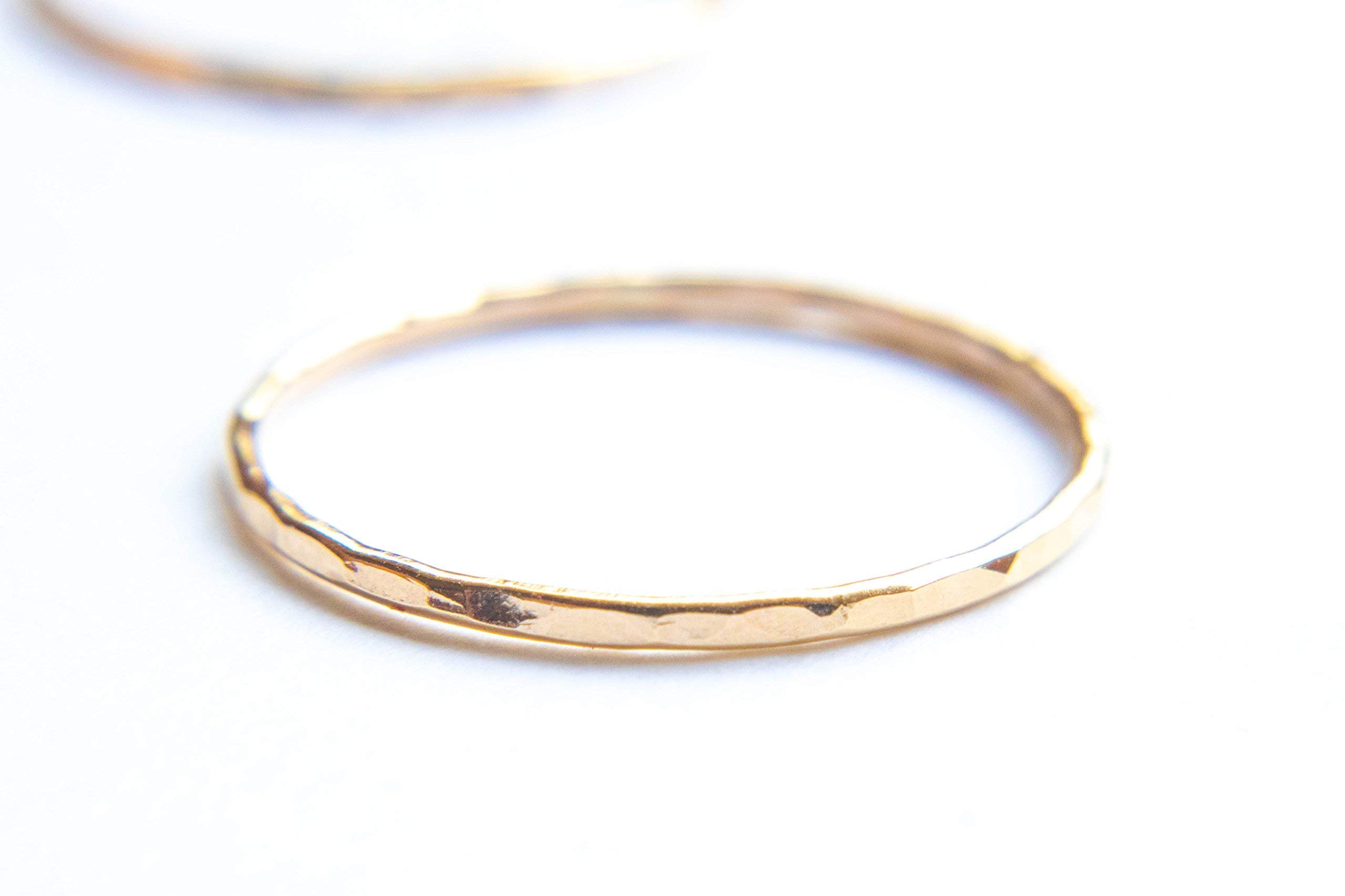 Hammered Gold Stackable Rings for Women - Minimalist Thin Gold Rings Set of 5 (Size 5) - Perfect for Layering, Everyday Wear & Gift Giving