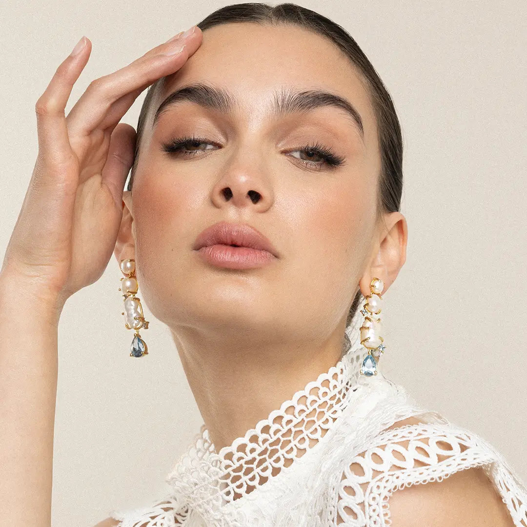 Elegant Something Blue Pearl Earrings for Brides – Perfect for Weddings, Prom & Special Occasions