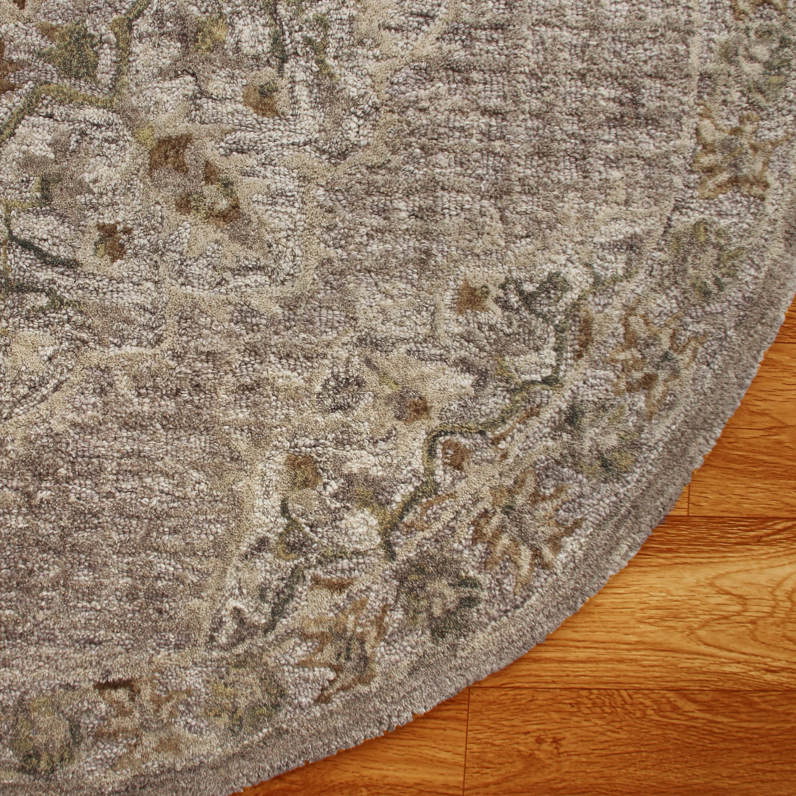 LR Home 4ft Round Natural Wool Area Rug - Hand Tufted Modern Farmhouse Boho Style for Bedroom, Living Room, Office | Beige/Cream Home Decor Carpet | Perfect for Entryway, Playroom & Cozy Spaces