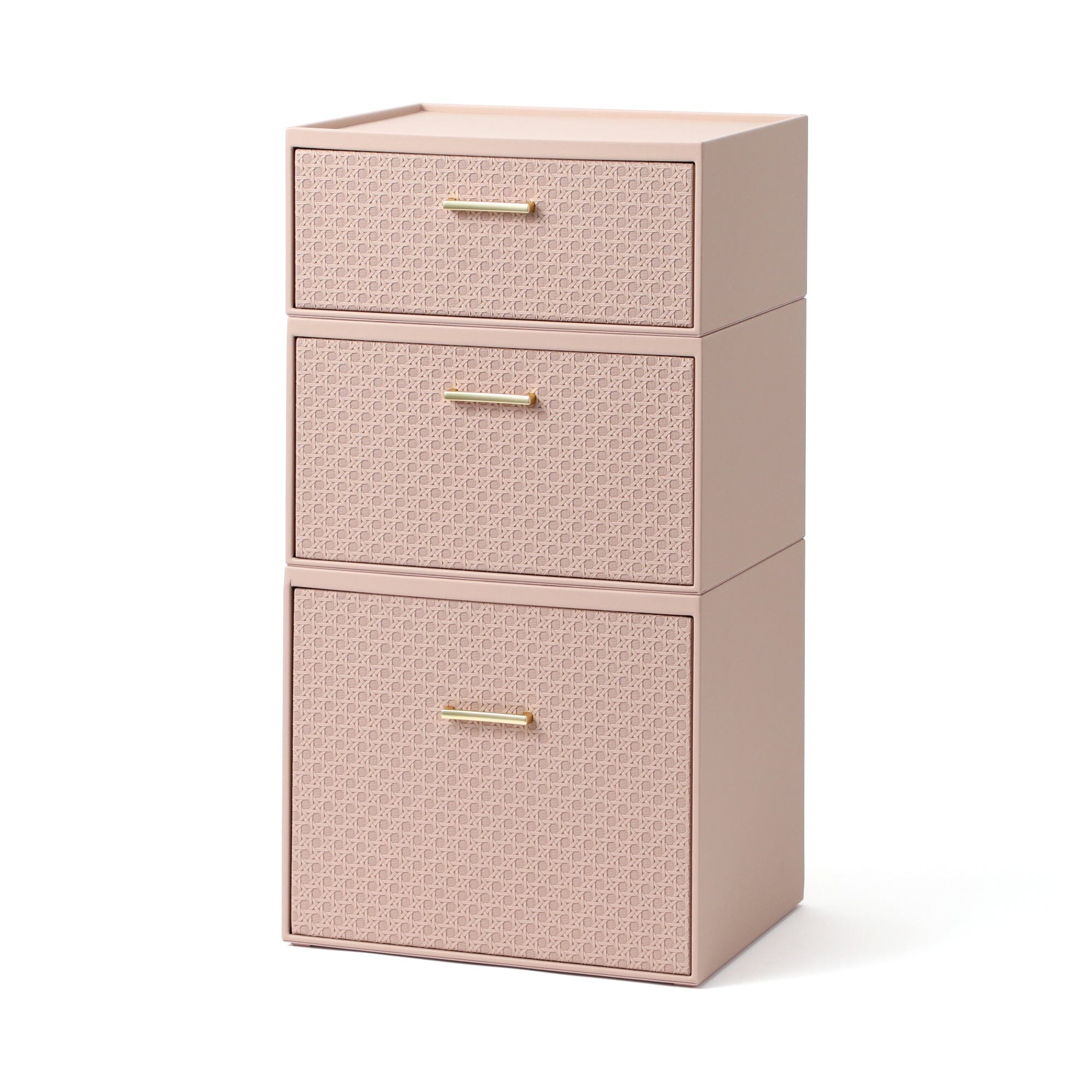 Pink Embossed Stacking Drawer Organizer - Small Plastic Storage Bins for Jewelry, Makeup & Office Supplies | Compact Drawer Organizer for Bedroom, Bathroom & Desk