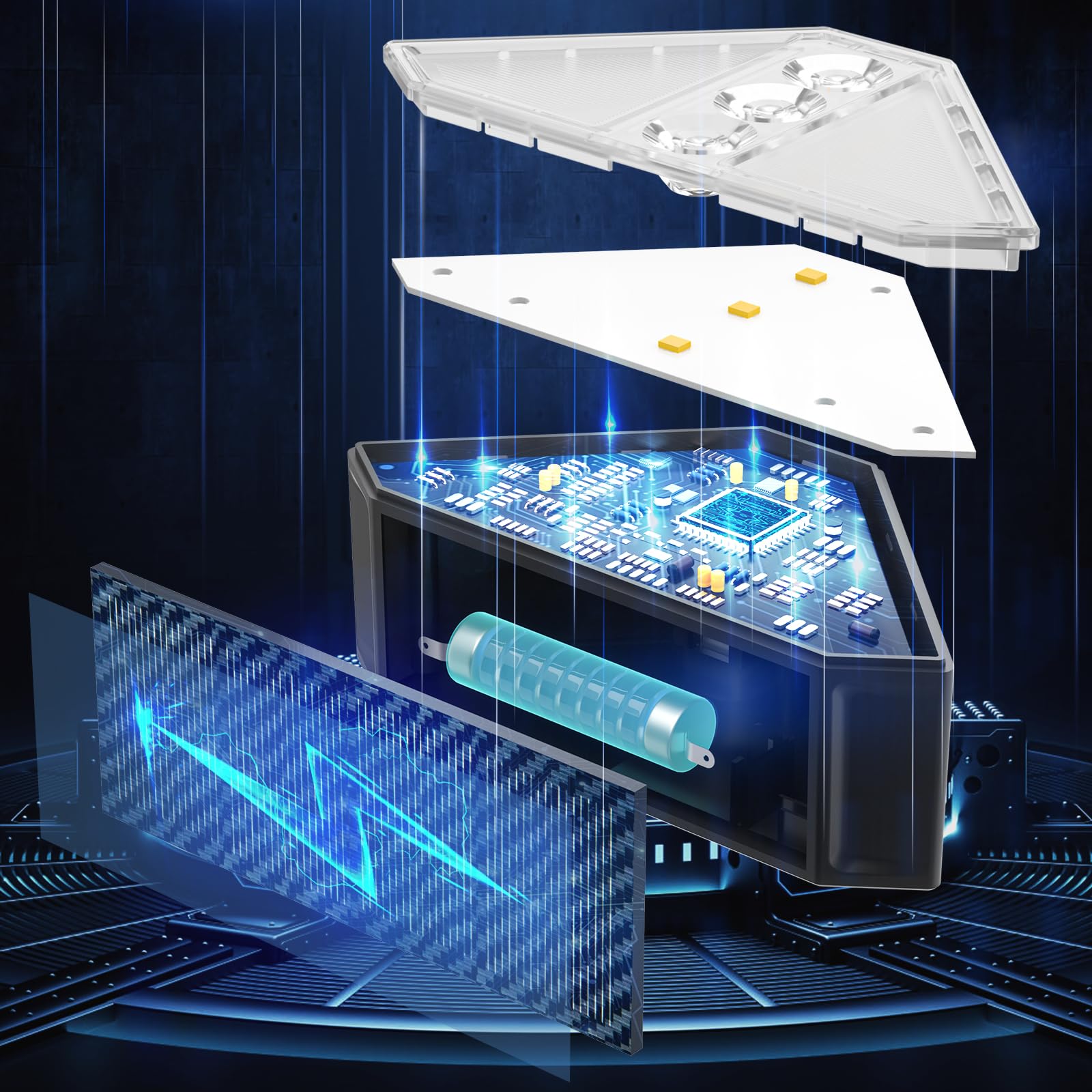 ROSHWEY 10 Pack Solar Step Lights for Outdoor Stairs - Waterproof Triangle Deck Lights with Cool White LED - Solar Powered Pathway Lighting for Front Porch, Backyard, Patio, Garden & Walkways - Perfect for Nighttime Safety and Landscape Decor