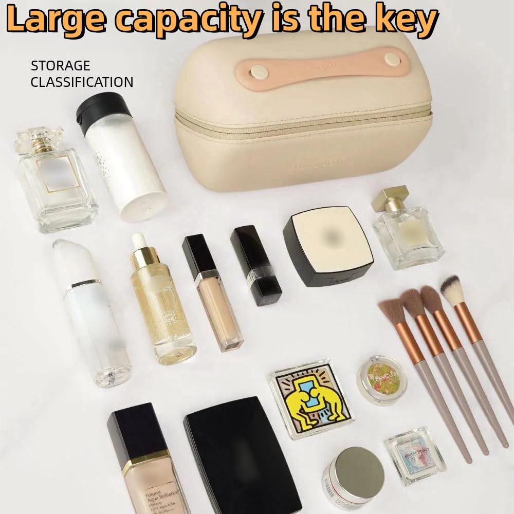 EVA Travel Makeup Bag - Large Capacity Waterproof Cosmetic Organizer for Women & Girls - Perfect for Makeup, Skincare, Chargers & Eyeliners - Ideal for Travel, Gym & Daily Use (White, Small Size)
