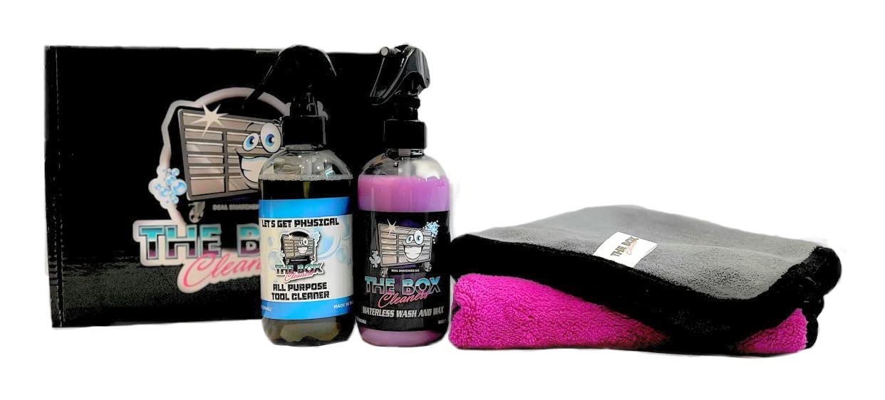 Complete Tool Box & Cleaning Kit with Waterless Wash & Wax | 12-Piece Microfiber Towels | All-Purpose Tool Cleaner | Garage Essentials & Maintenance Bundle | Perfect for DIY Projects, Car Detailing & Workshop Organization | Great Gift for Handymen