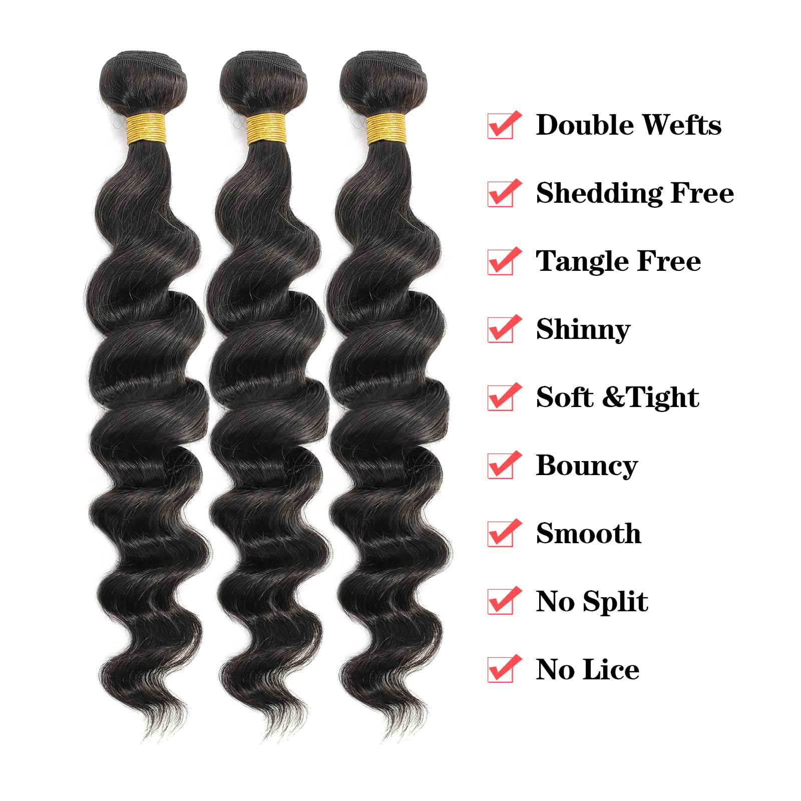 12A 100% Unprocessed Brazilian Virgin Remy Hair Bundles - 3 Bundles with 5x5 HD Lace Closure (18 20 22 +18 Inches) - Loose Wave Human Hair Weft Extensions for Black Women - Perfect for Daily Wear, Styling & Special Occasions