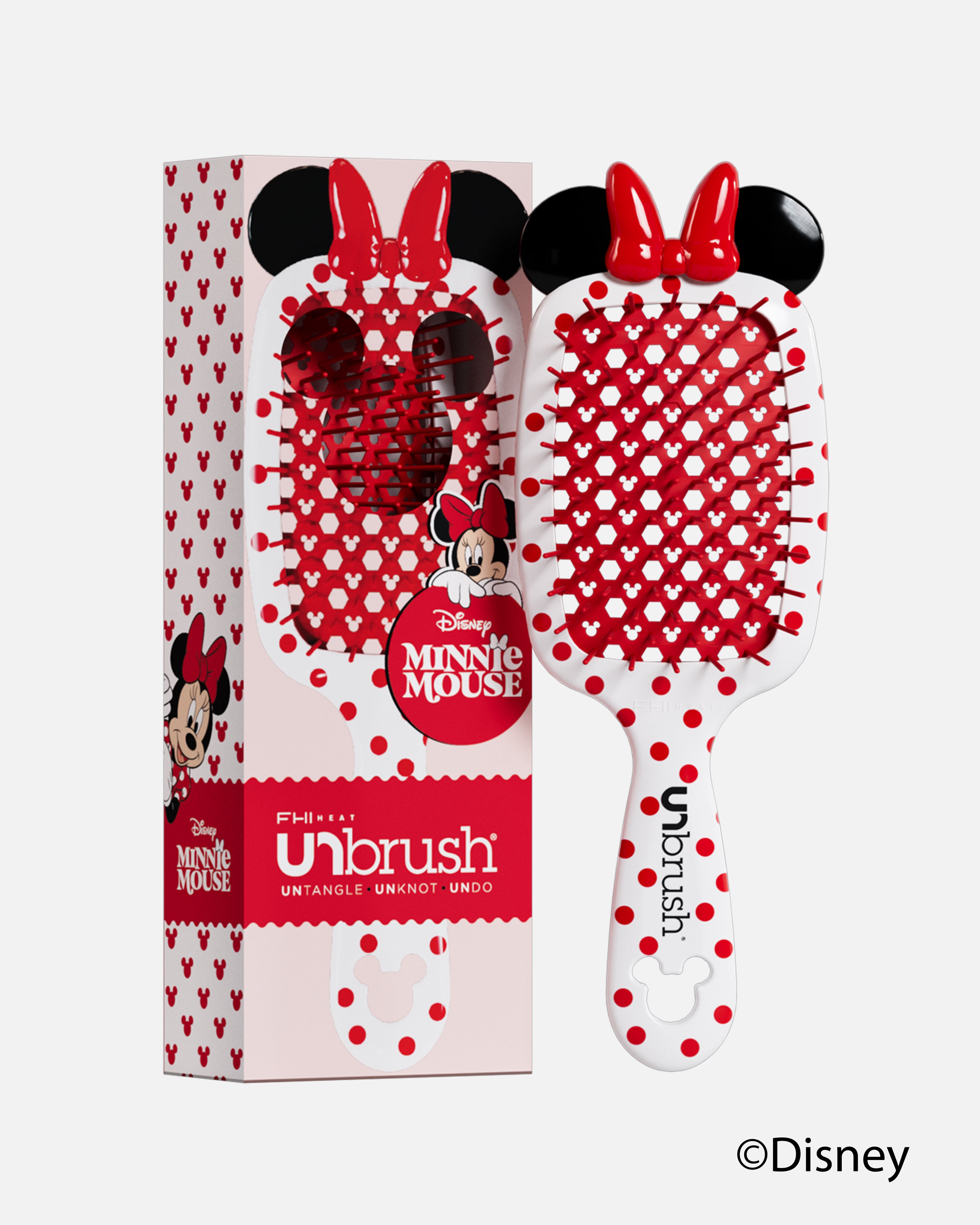 Disney Mickey Mouse & Minnie Mouse Detangling Brush Set - Gentle Hair Brush for Kids & Adults - Perfect for Travel, Home & Salon Use