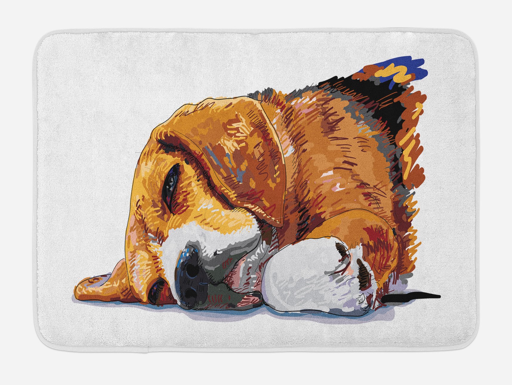 Ambesonne Beagle Dog Bath Mat - Non-Slip Plush Bathroom Rug with Cute Puppy Illustration, 30
