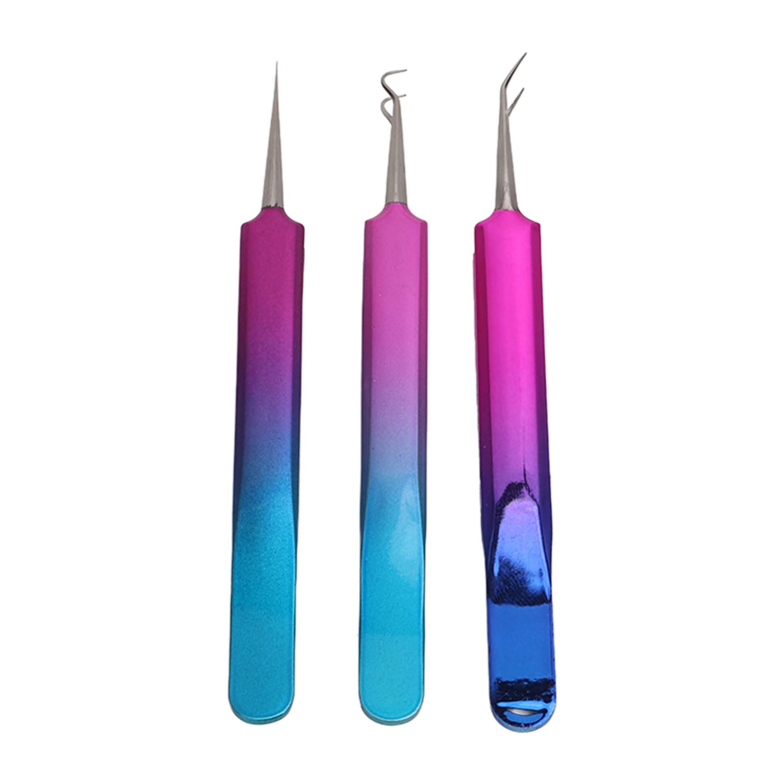 3pcs Professional Eyelash Extension Tweezers Set - Stainless Steel Straight & Curved Tip Tweezers for Lash Extensions, Blackhead Removal & Nail Foil Application - Perfect for Salon Professionals & DIY Beauty Enthusiasts