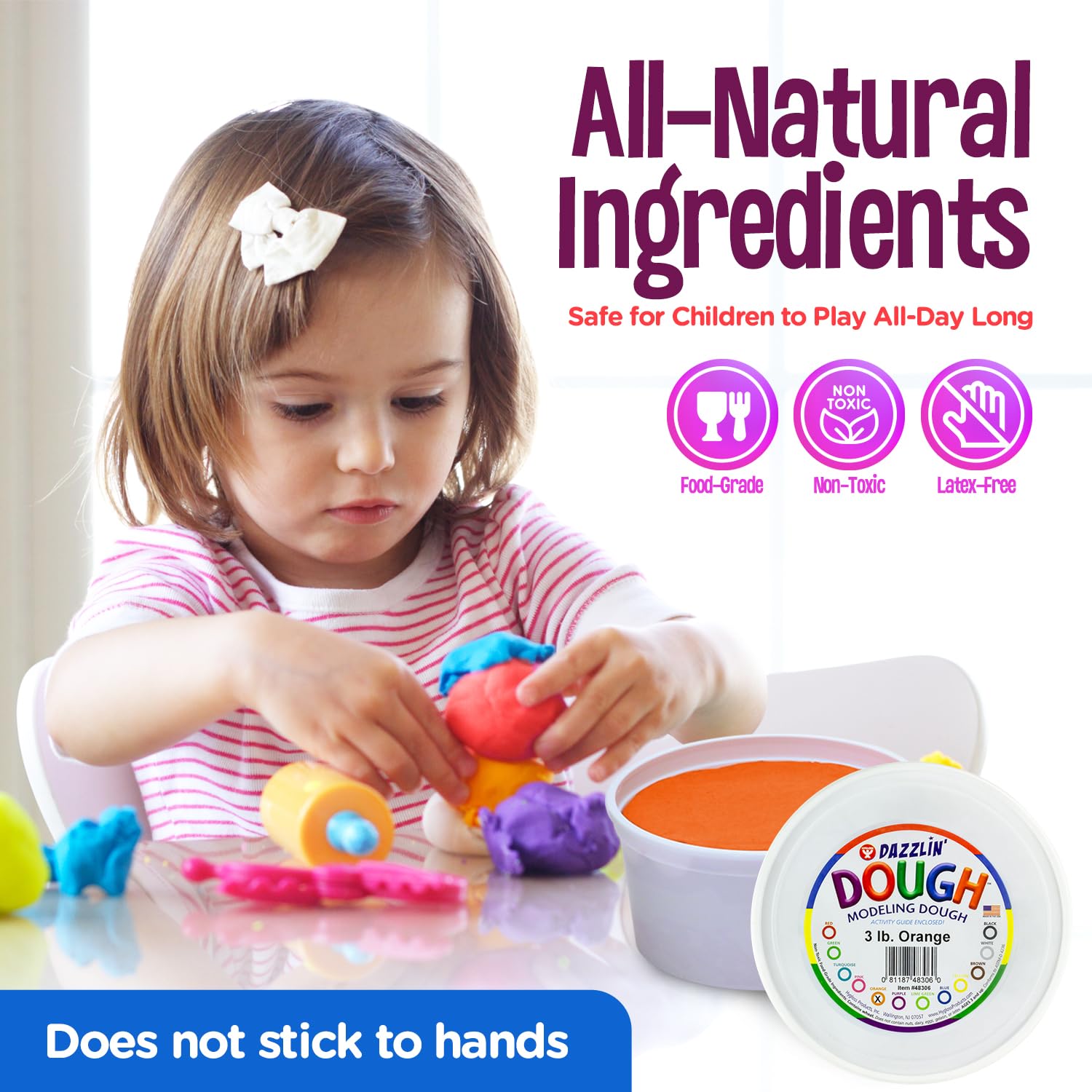 Hygloss 3lb Play Modeling Dough - Non-Toxic & Unscented Art Clay for Kids - Easter Basket Stuffer, Party Favors & Classroom Supplies (Orange) - Perfect for Arts & Crafts, Sensory Play & Creative Learning Activities