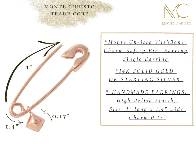 Monte Christo Safety Pin Charm Earring - Gold & Silver Single Earring for Women | Hoop, Safety Pin & Charm Jewelry Gift | Handmade in USA | Perfect for Casual Wear, Parties & Unique Fashion Statements