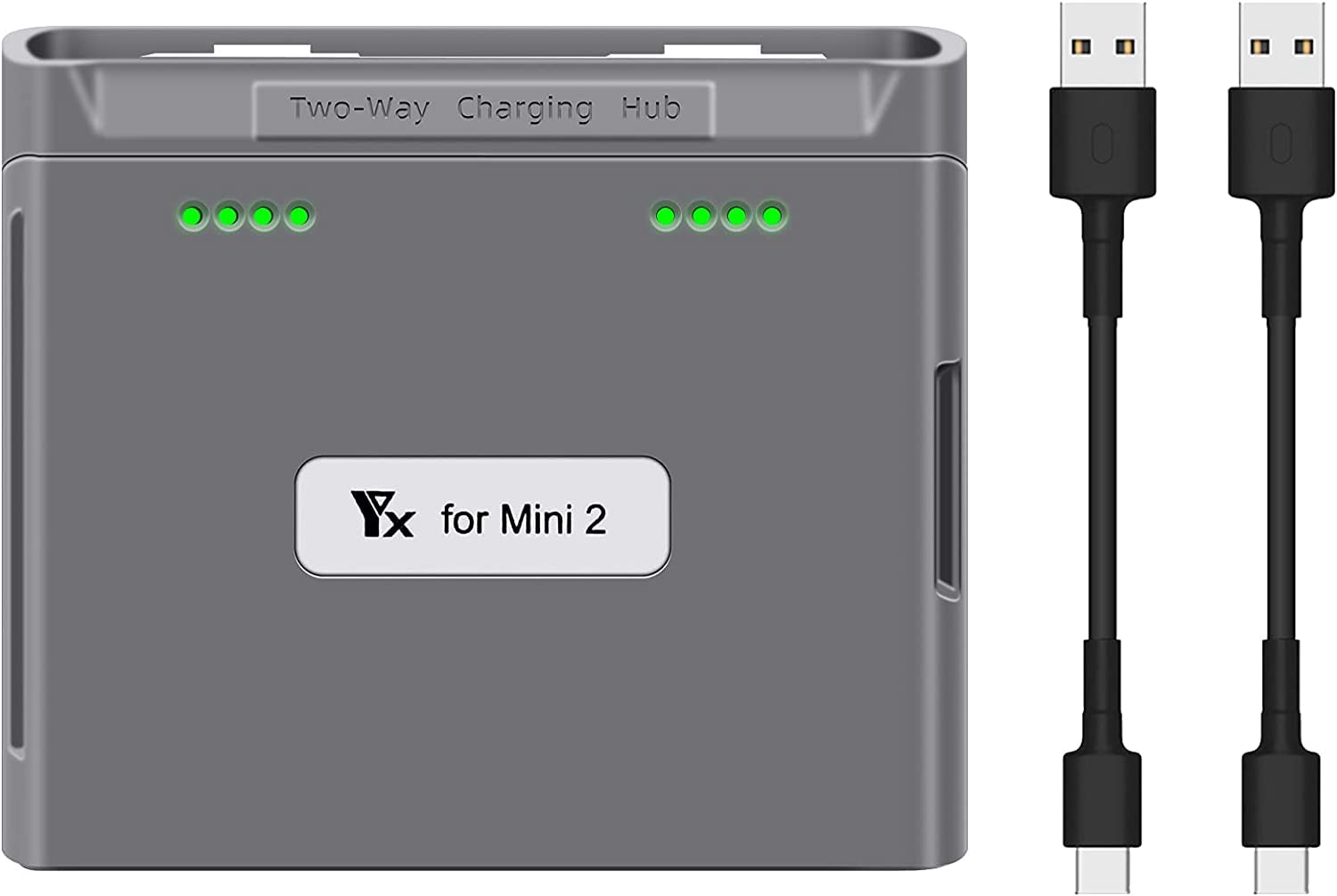 YUNIQUE Spain Dual USB Charger Hub for DJI Mini 2 / Mini SE Drone Batteries - Fast Bidirectional Charging Accessories (Gray) - Perfect for Travel & Outdoor Aerial Photography