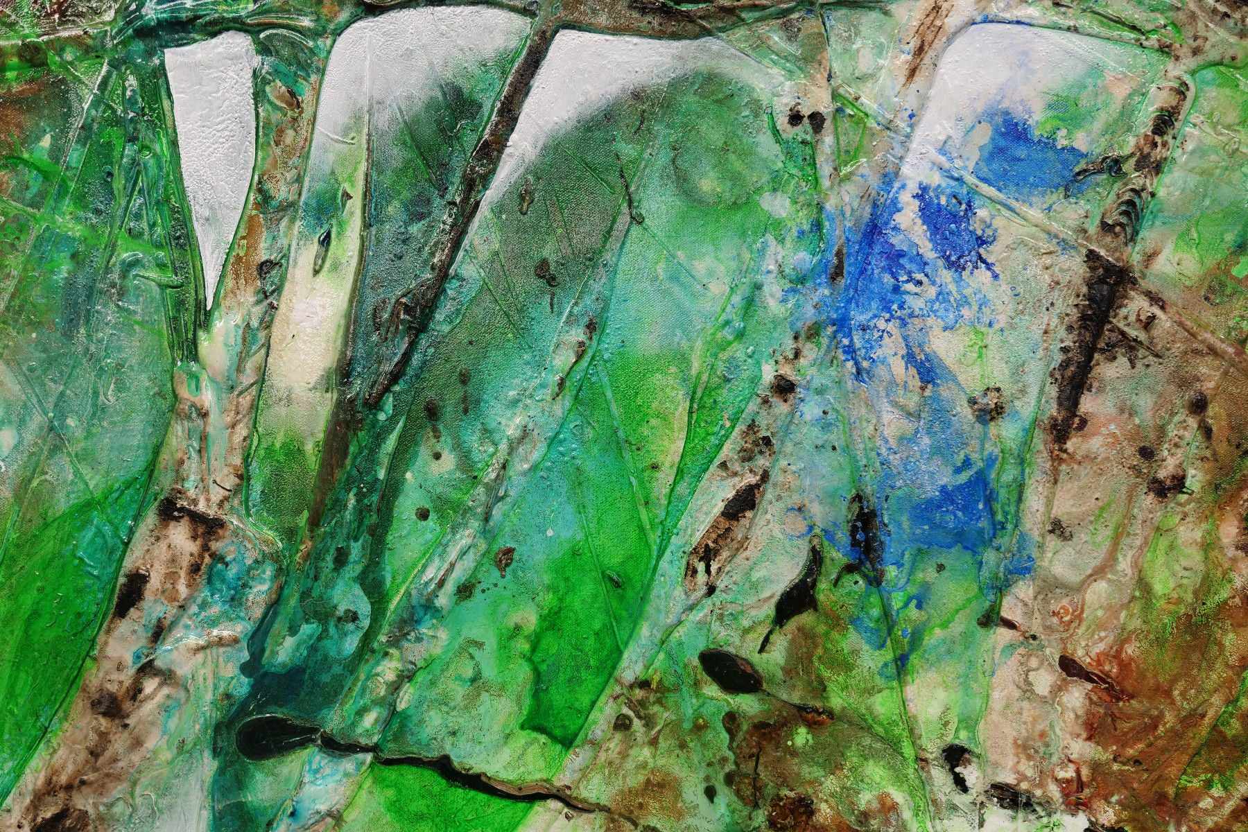 Palm Springs Bling 160cm x 100cm Green Rust Textured Abstract Canvas Art - Modern Wall Decor for Living Room, Bedroom & Office