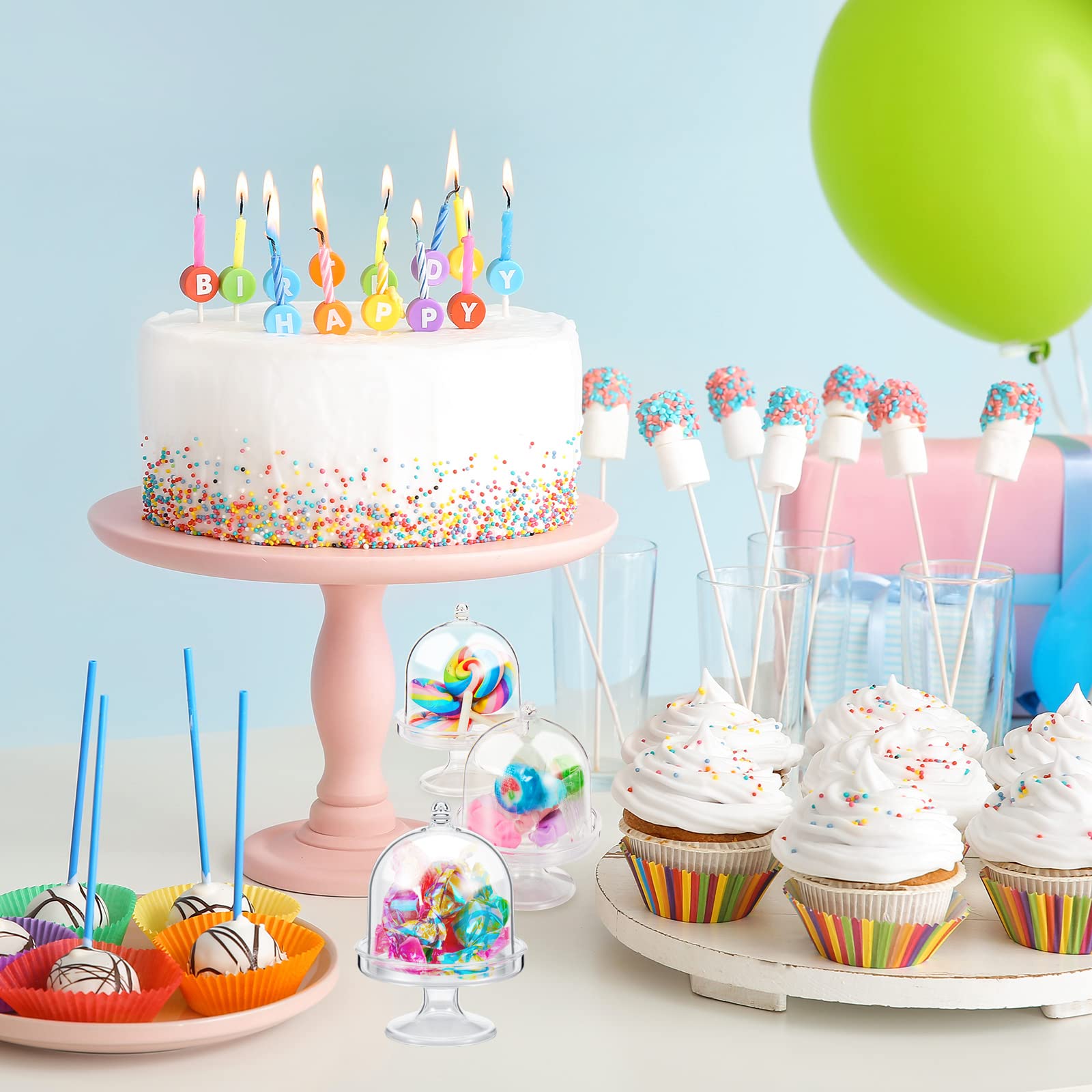 48-Piece Clear Mini Plastic Cupcake Stand with Lid - Round Cake Holder for Desserts, Candy & Chocolate Display - Perfect for Parties, Weddings & Bakery Showcases