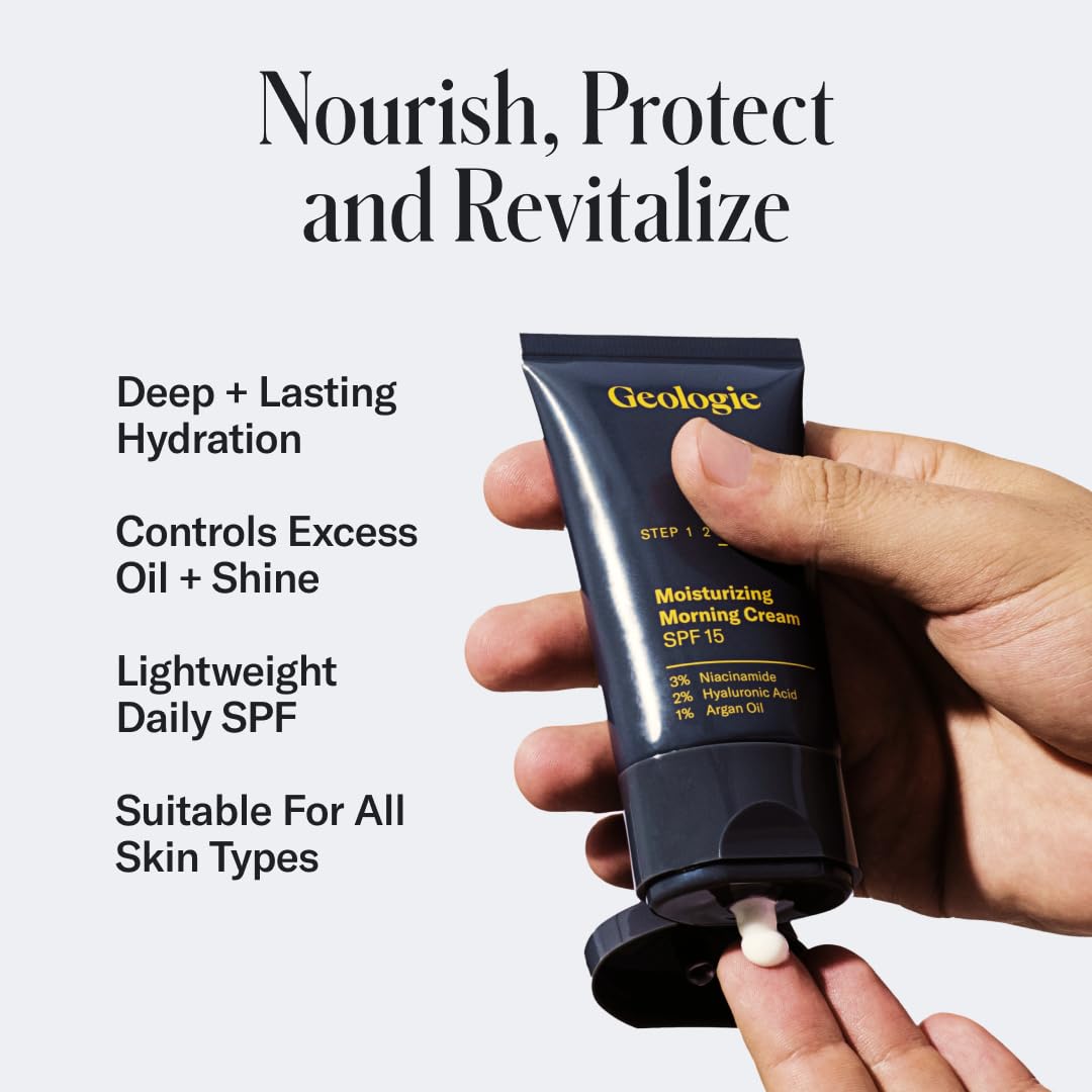 Geologie Complete Skincare Set for Men & Women - 3-Month Daily Routine for Clear Skin | Anti-Acne, Oil Control & Dark Spot Treatment | Includes Face Wash (2-Pack), Retinol Cream, SPF15 Moisturizer & Eye Cream | Perfect for Morning & Night Skincare Routine