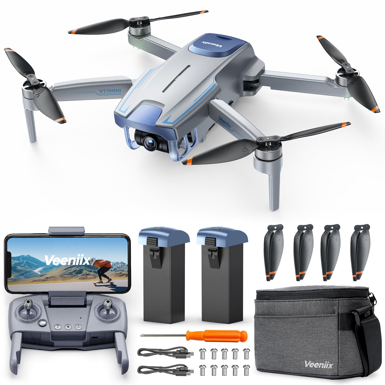 V11MINI 4K Drones with Camera for Adults - 60-Min Flight Time, Under 250g, 5GHz FPV Transmission, GPS Auto Return, Follow Me - Best Beginner Drone for Aerial Photography, Travel Vlogging & Outdoor Adventures