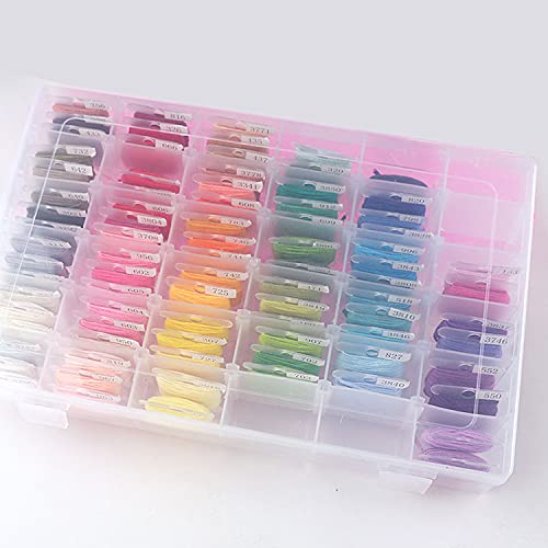 Premium Embroidery Floss Organizer Kit - 552 Pcs Floss Thread Set with 50 White Plastic Bobbins & 24-Slot Adjustable Grid Box - Perfect for Cross Stitch, Needlework & DIY Craft Projects