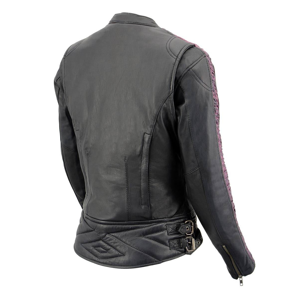 Milwaukee Leather MLL2571 Women's Black Crinkled Arm Lightweight Racer Jacket - Stylish Motorcycle Riding Gear for Women, Perfect for Biking & Outdoor Adventures