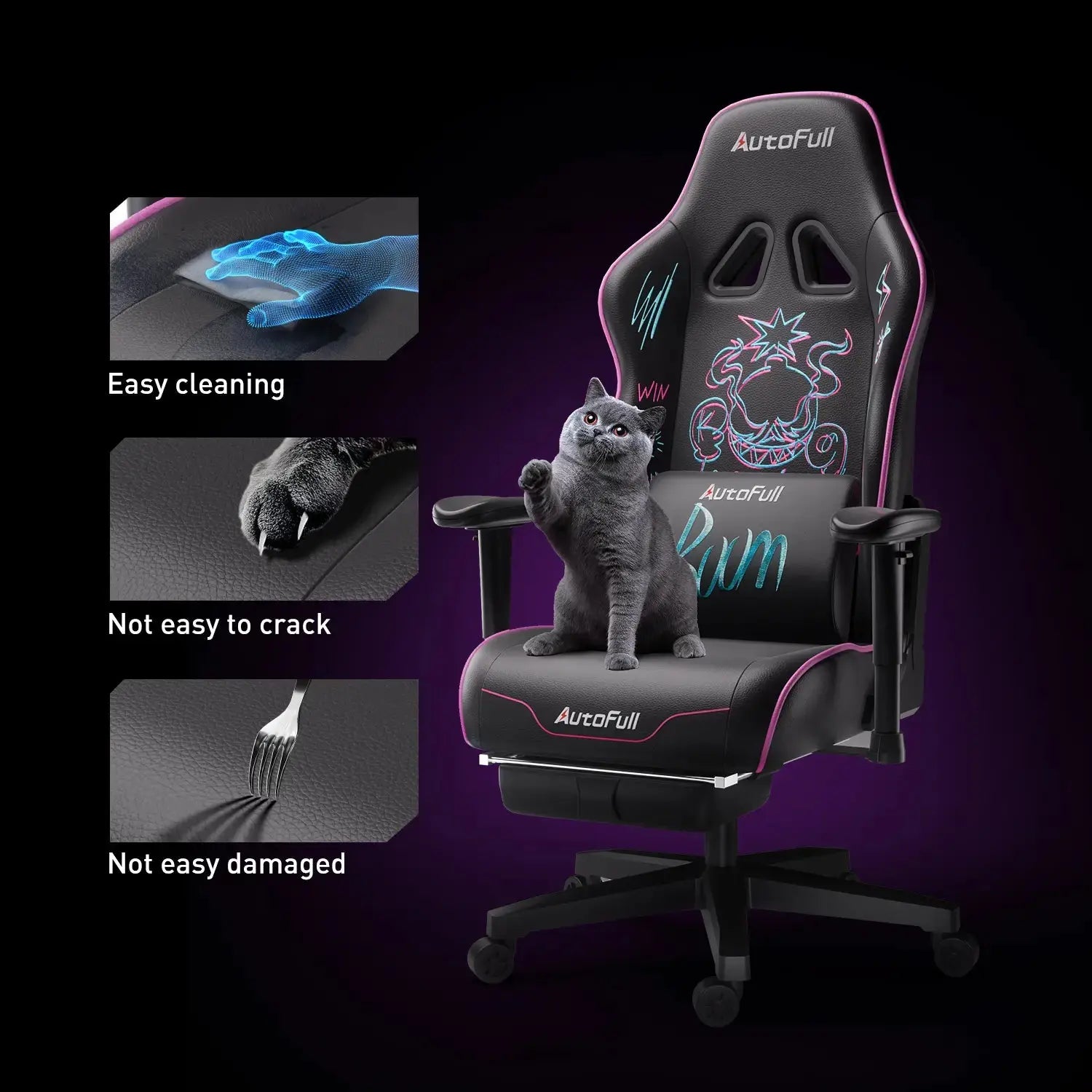 AutoFull C3 Pro Ergonomic Gaming Chair with Upgraded Lumbar Support - Perfect for PC Gaming, Office Work & Home Comfort