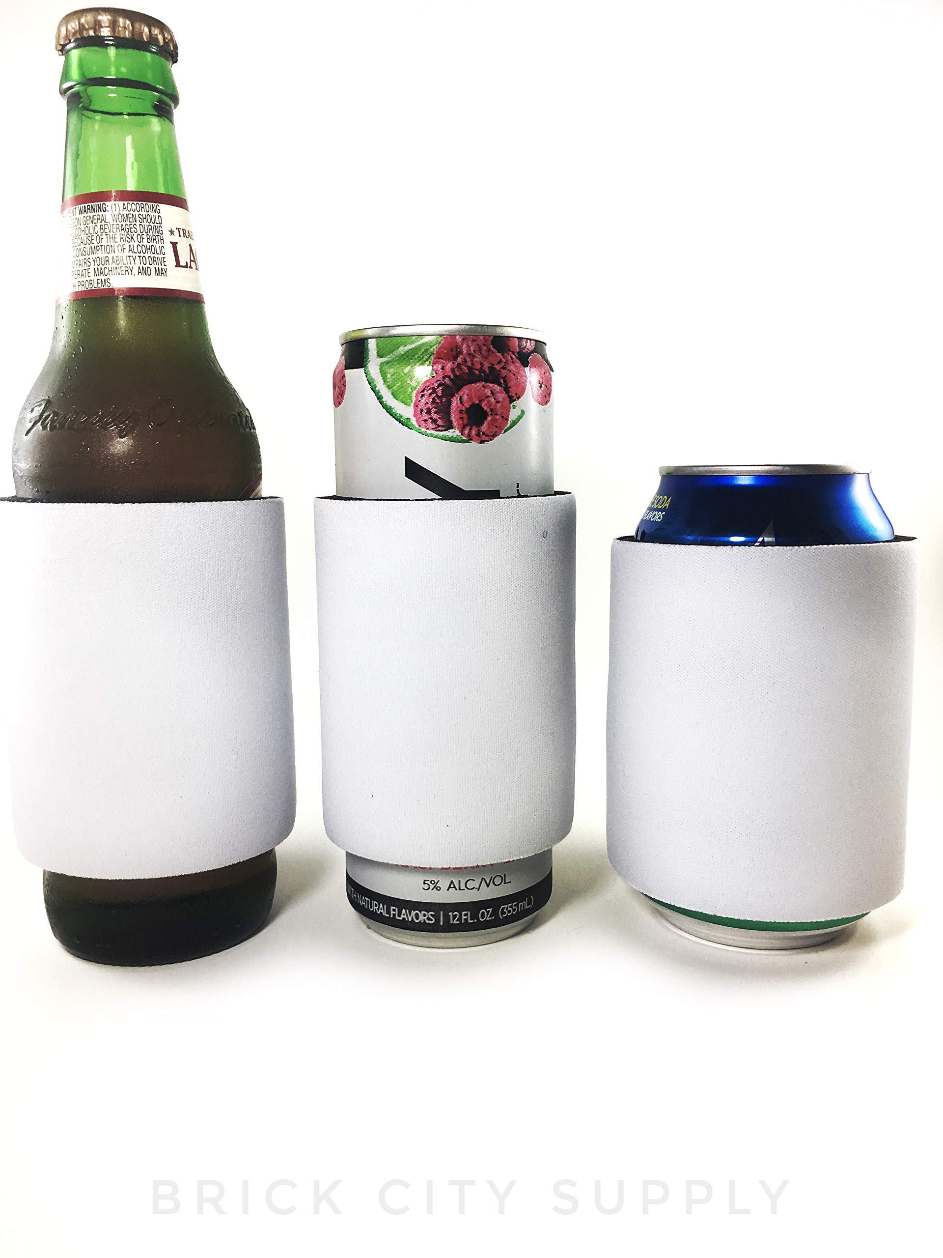 Custom White Slap Can Cooler Blanks - Sublimation or Vinyl Ready Neoprene Drink Holders (10-Pack) - Perfect for Parties, Tailgating, and Outdoor Events