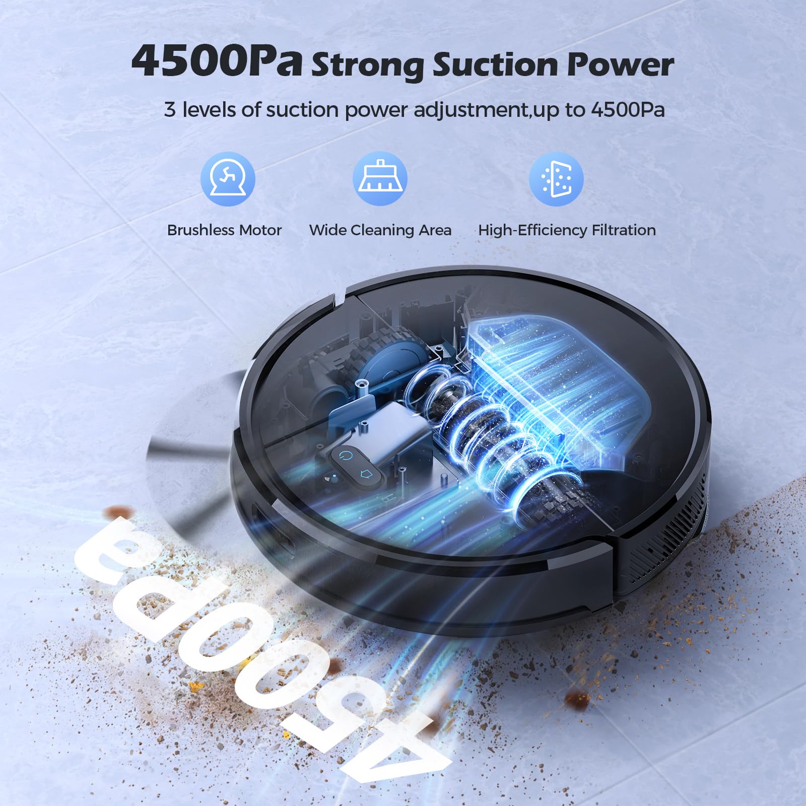 Lubluelu Robot Vacuum and Mop Combo - 4500Pa Strong Suction, LiDAR Navigation, Smart No-Go Zones, WiFi/App/Alexa Control, Self-Charging - Ideal for Pet Hair, Carpets & Hard Floors - Perfect for Smart Homes & Busy Families