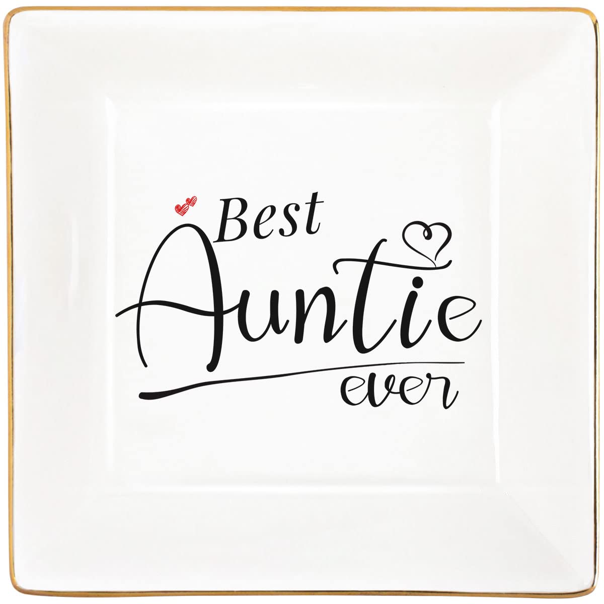 Best Aunt Ever Jewelry Dish Trinket Tray - Unique Gifts for Women, Niece & Nephew - Perfect for Birthday, Valentine's Day, Thanksgiving & Christmas - Elegant Home Decor & Jewelry Organizer for Special Occasions