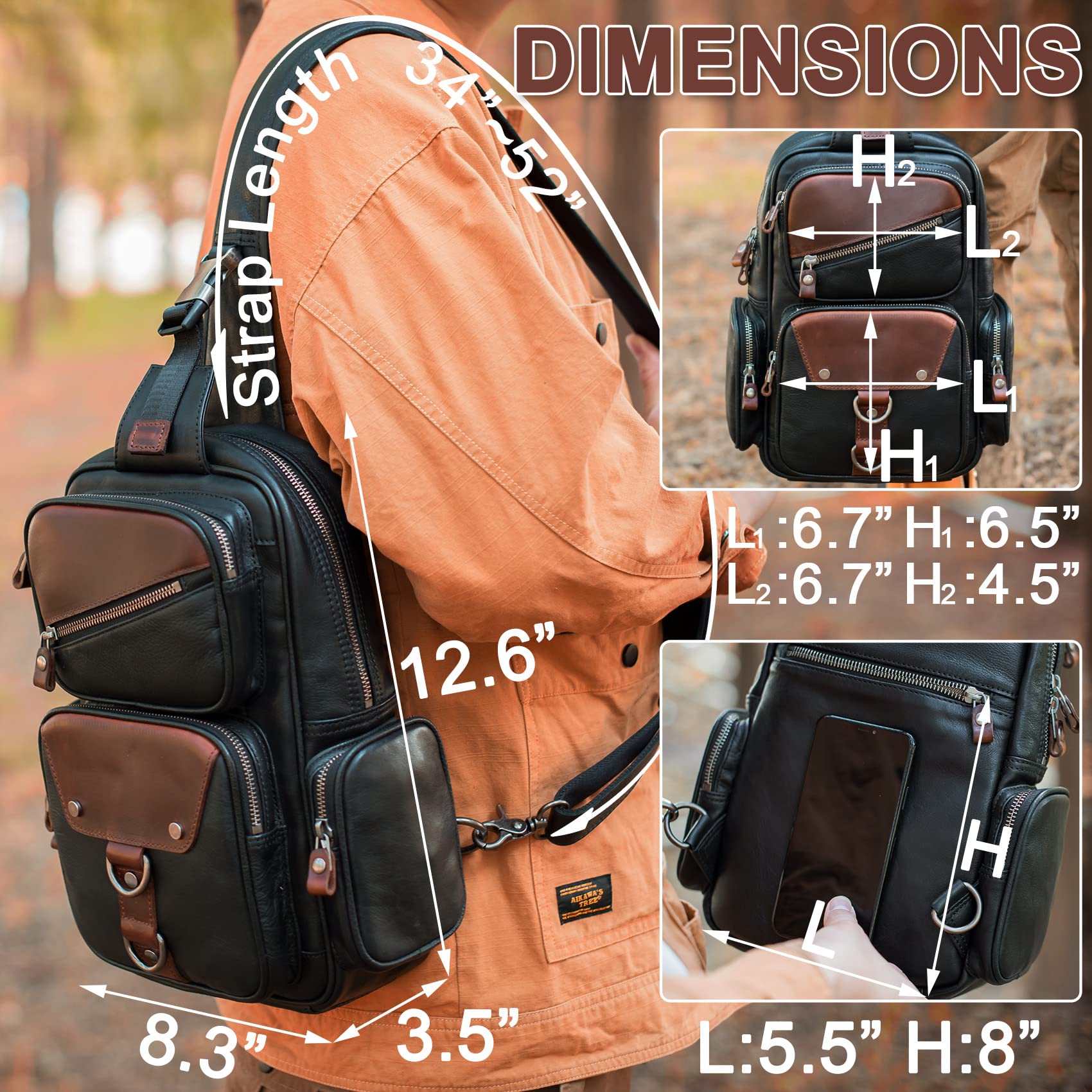 Genuine Leather Sling Bag for Men - Large Crossbody Shoulder Bag, Anti-Theft Travel Chest Purse | Perfect for Casual Outings, Commuting & Outdoor Adventures