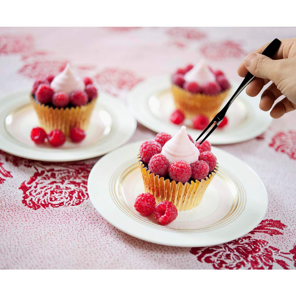 Wekioger 12-Piece Mini Cake Forks Set - Black Stainless Steel Dessert Forks for Cake, Fruit, Appetizers | Perfect for Parties, Weddings, Tea Time & Home Dining
