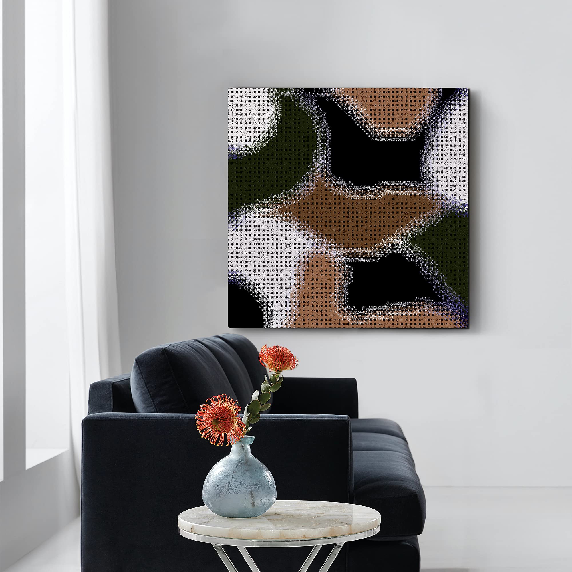 Abstract Mosaic Wall Art Print 12x12 Inches - Modern Square Wrapped Canvas Painting for Living Room, Bedroom & Office Decor | Armen Living 548