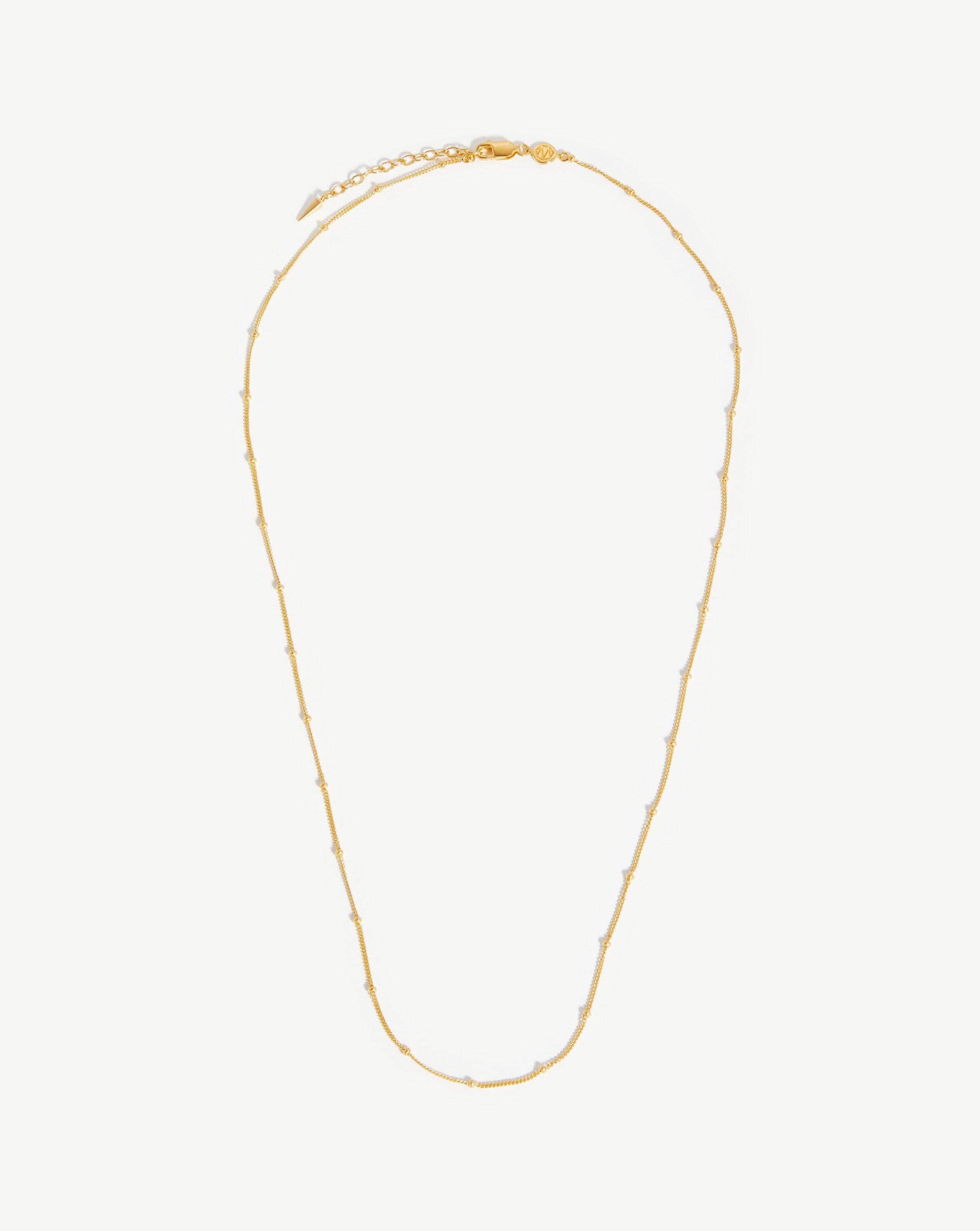 18k Gold Vermeil Long Bobble Chain Necklace - Elegant Layering Jewelry for Women, Perfect for Date Night, Office Wear & Special Occasions