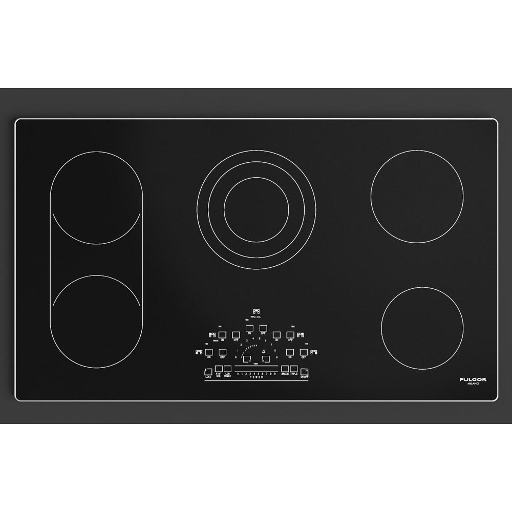 Fulgor Milano 36-Inch 600 Series 5-Burner Electric Cooktop with Glass Ceramic Surface - Stainless Steel (F6RT36S2) | Perfect for Modern Kitchens, Home Chefs & Gourmet Cooking