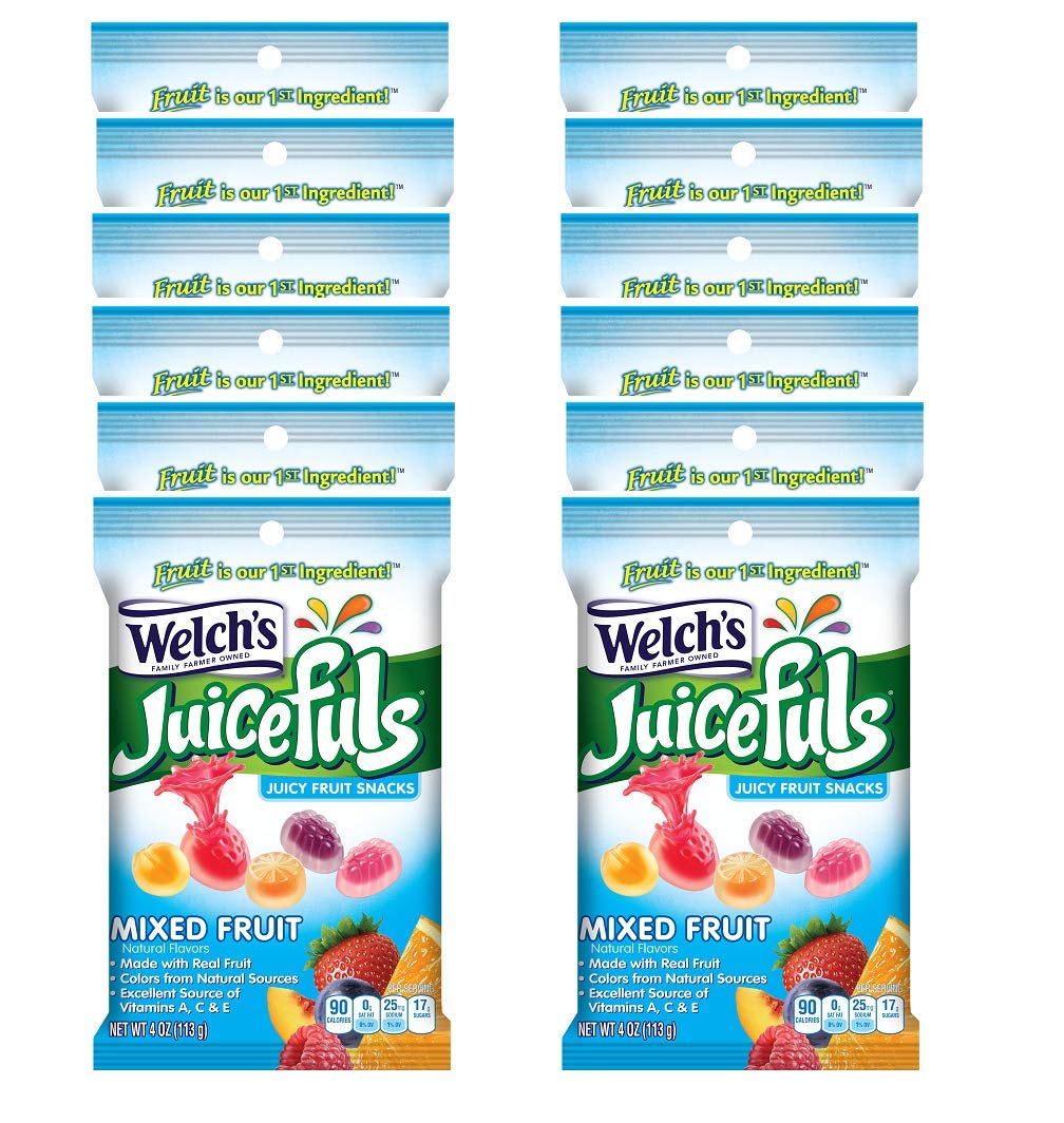 Welch's Juicefuls Mixed Fruit Snacks - 4 Oz Packs (12 Count) | Healthy & Delicious On-the-Go Snack for Kids, Lunchboxes & Office Breaks