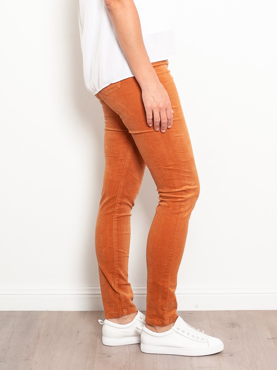 Vassalli Women's Fine Skinny Corduroy Pull On Pants - Stretch Comfort Fit High Waisted Trousers for Work, Office & Casual Wear