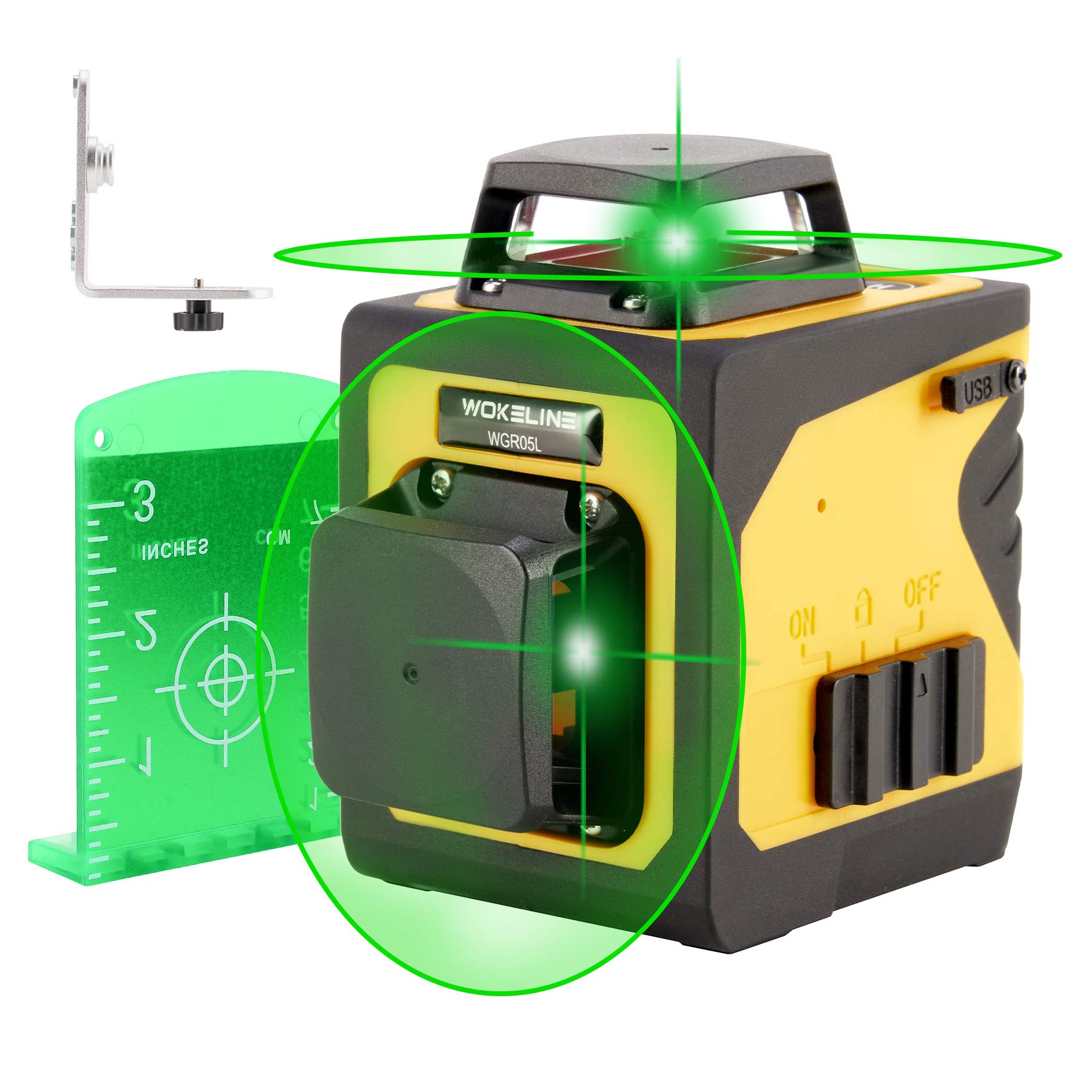 Professional Green Laser Level for Indoor & Outdoor Construction - 360° Self-Leveling with 4 Horizontal & 4 Vertical Lines - USB Rechargeable Laser Level Tool (Class II) - Perfect for Home Renovation, Tile Installation, and Framing Projects