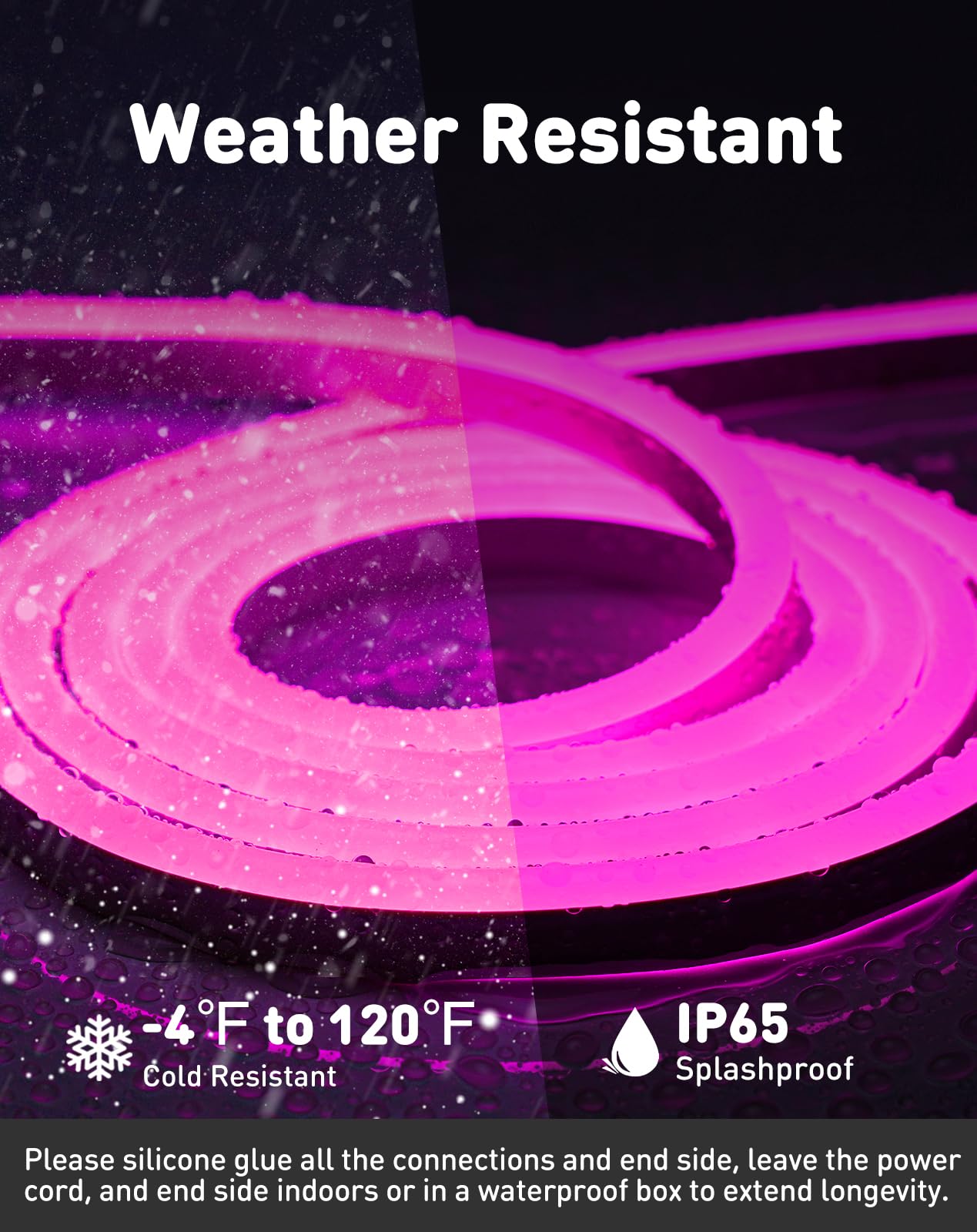 Shine Decor LED Rope Lights AC 120V - Connectable & Cuttable Dotless 120LEDs/M Eco Neon Strip Lighting - ETL Certified IP65 Waterproof & Weather-Resistant - 8x16mm Pink 65.6FT - Perfect for Home, Commercial, Party, Wedding, and Outdoor Decorations