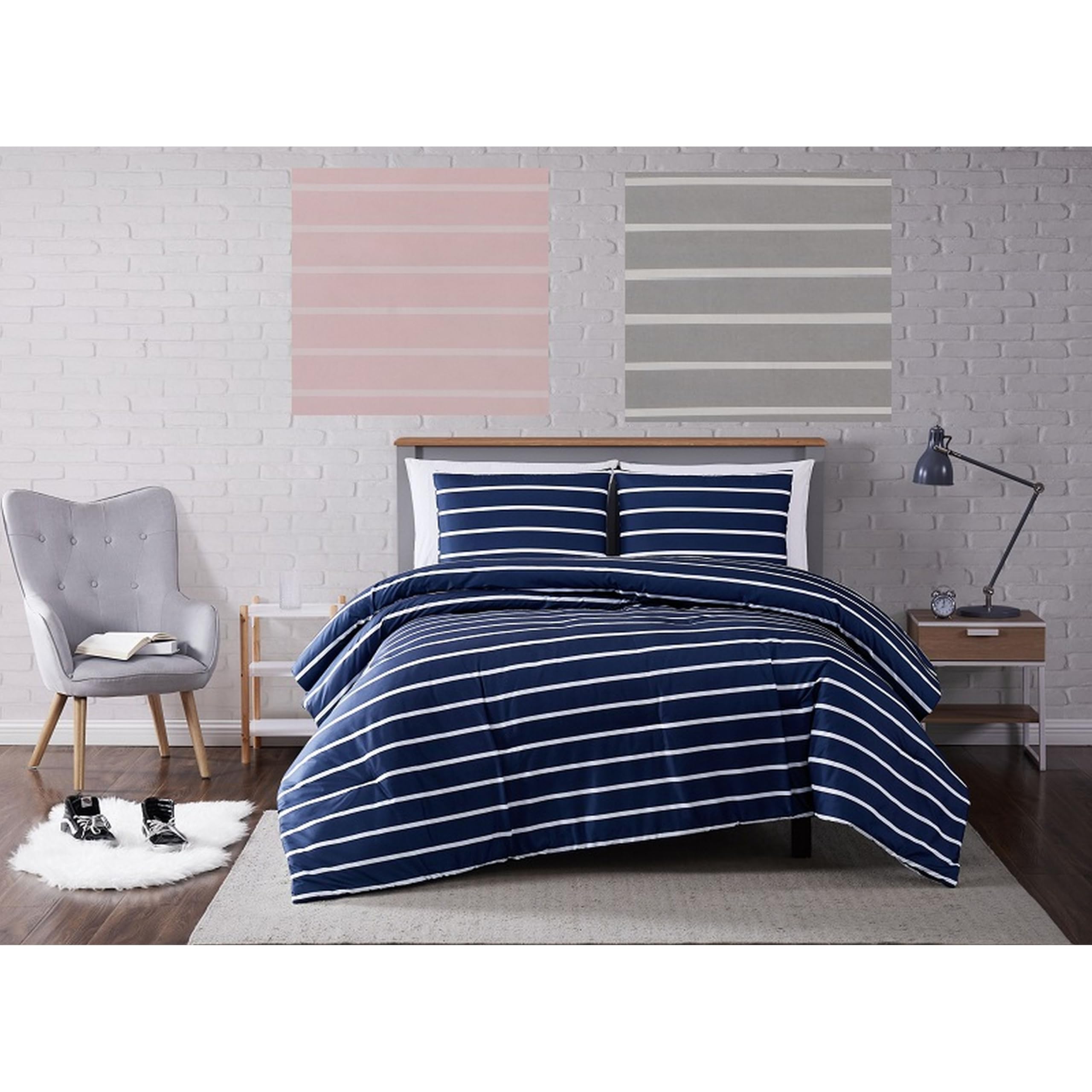 TRULY SOFT Maddow Stripe Grey Twin XL 2-Piece Quilt Set - Ultra Soft Bedding for Cozy Nights & Guest Room Comfort