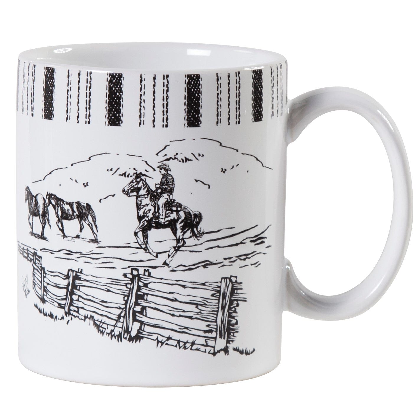 Ranch Life Horse Coffee Mugs - Set of 4 Ceramic Farmhouse Mugs for Cowboy, Western, and Equestrian Lovers - Perfect for Ranch, Farm, or Country Home Decor