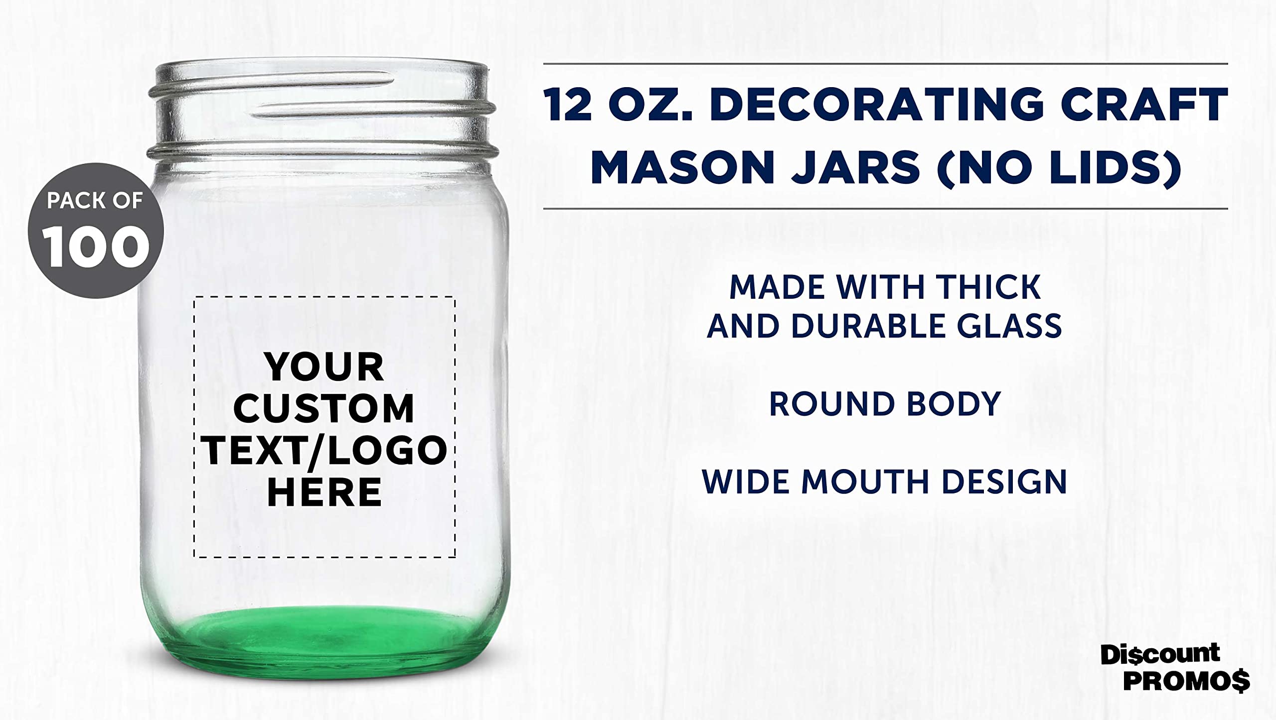100-Pack 12oz Custom Mason Jars Bulk Set - Personalized Glass Jars for Overnight Oats, Candies, Fruits, Pickles & Spices Storage - Perfect for DIY Crafts, Wedding Favors, Party Decor & Kitchen Organization (Green)