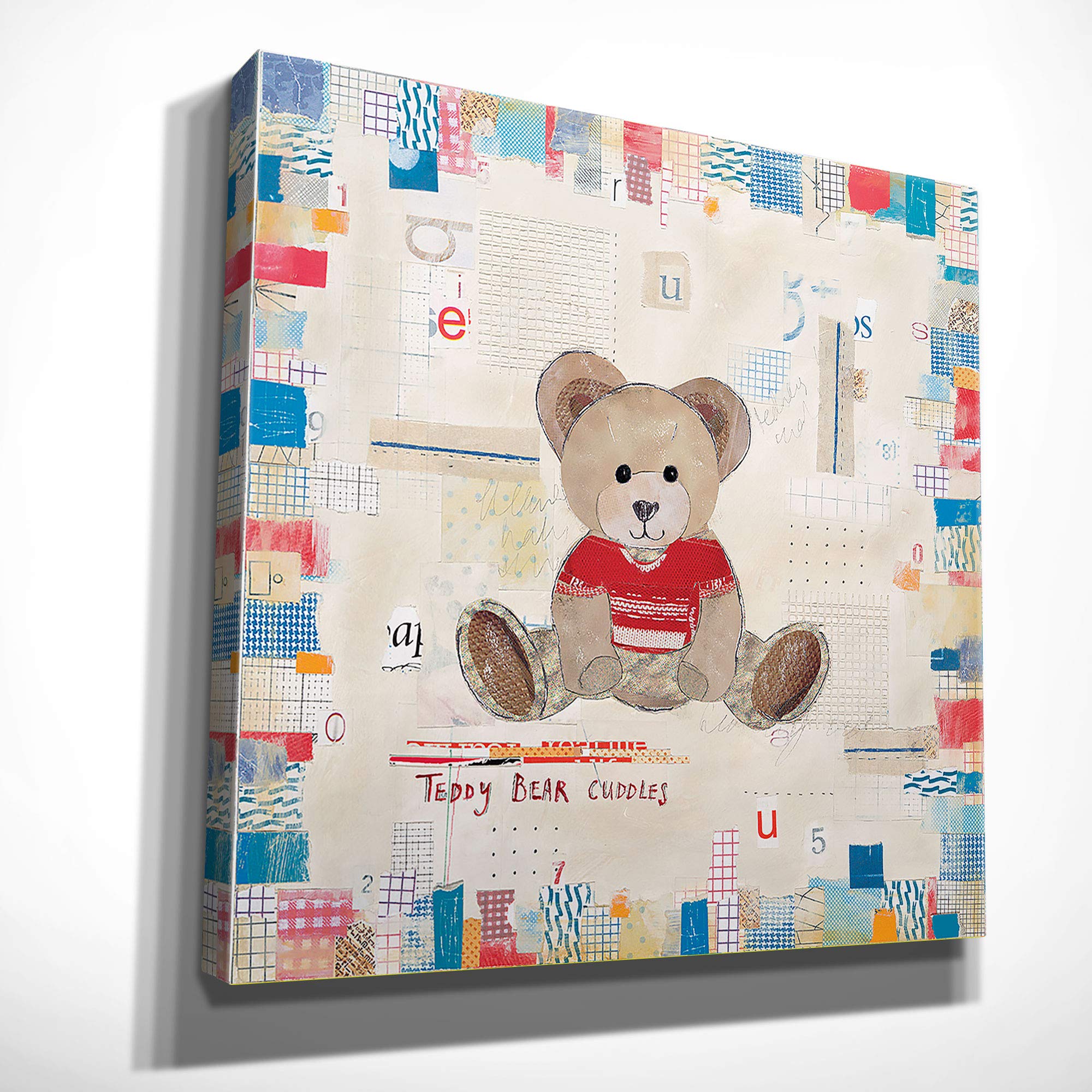 Renditions Gallery Teddy Bear Cuddles Animal Wall Art Decor - 32x32 Inch Nursery, Kids Room & Playroom Decor - Perfect for Baby Showers, Birthday Gifts & Cozy Bedroom Accents