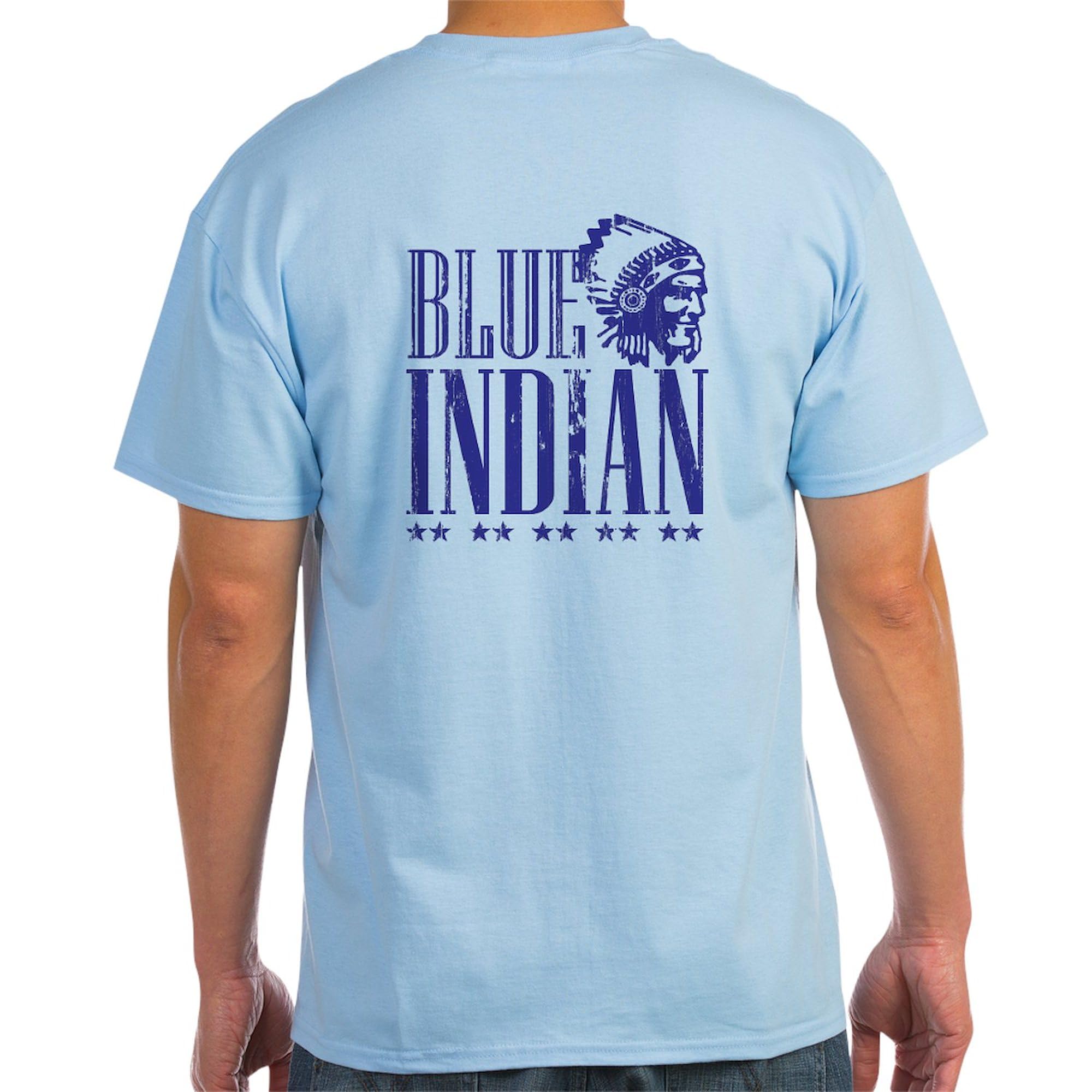 Vintage Blue Indian Head Dress Graphic T-Shirt for Men - 100% Cotton Classic Lightweight Tee | Casual Wear, Costume Parties & Retro Fashion