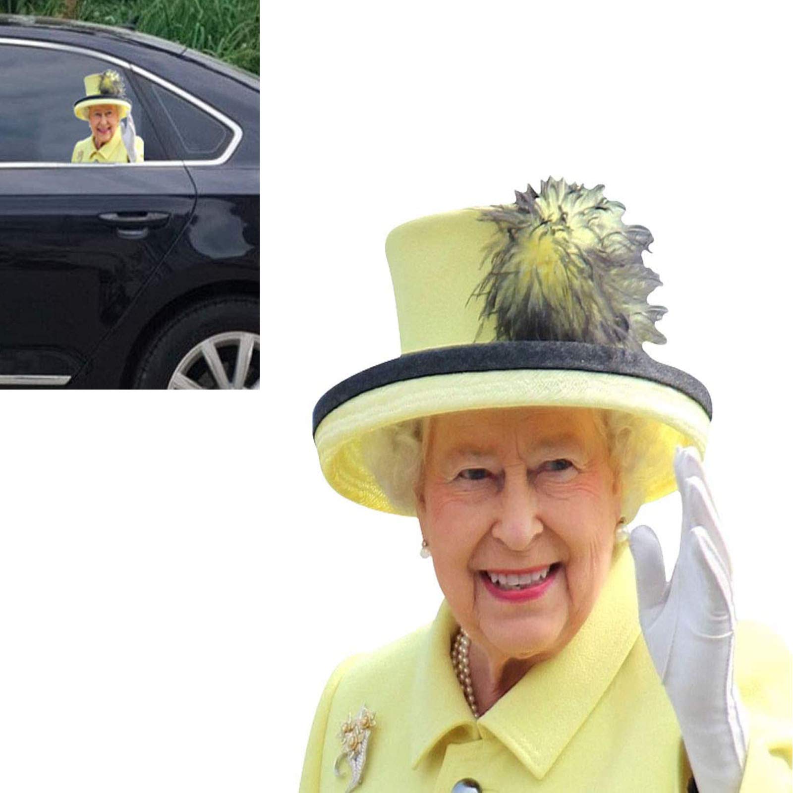 BBear Queen Elizabeth Car Sticker - Premium Window Decal for Vehicles & Cars | Easy Removal No Residue Cling | Perfect for Royal Fans, British-Themed Cars & Special Events