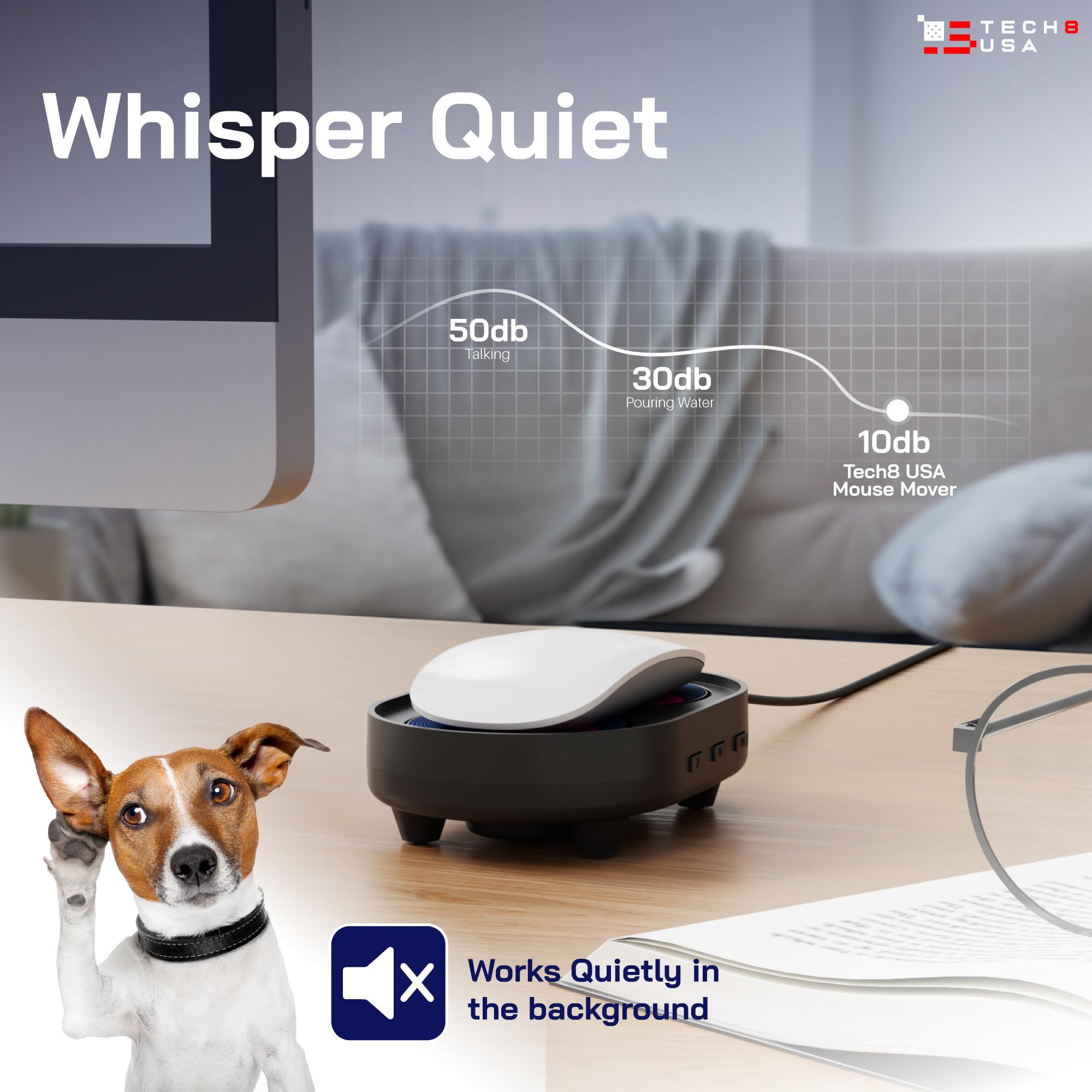 TECH8 USA Dual Disc Mouse Mover & Jiggler - Auto-Off Timer with Adjustable Activity Settings | No Software Required | Realistic Mouse Movement | Patented Design | Made in USA | Perfect for Remote Work, Online Meetings & Preventing Screen Lock
