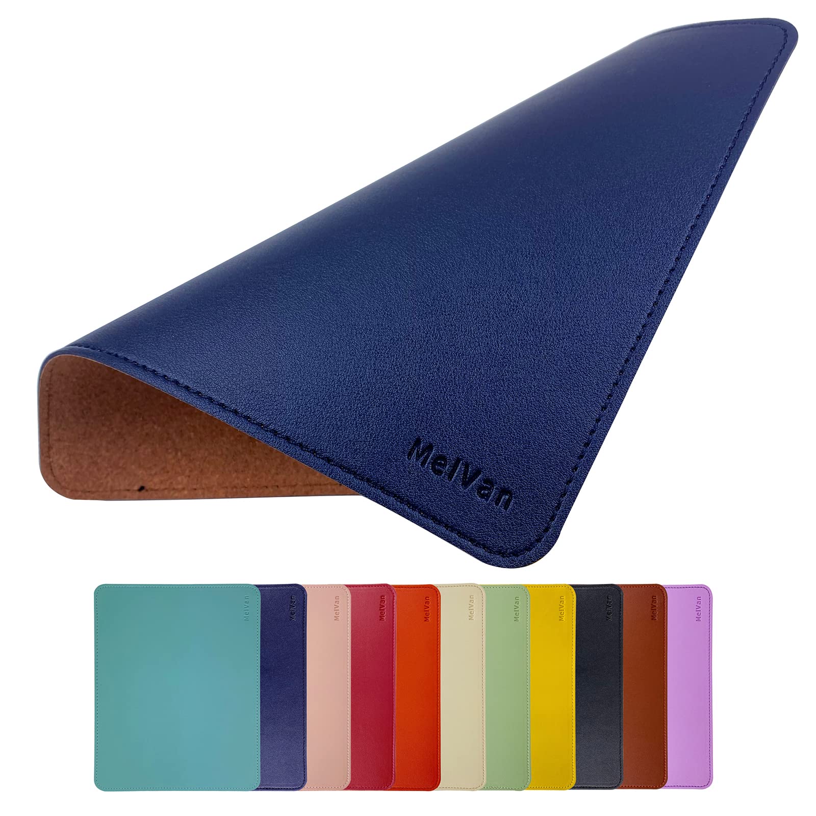 Premium PU Leather Mouse Pad with Stitched Edge - Waterproof Wooden Gaming Mouse Mat for PC, Laptop, Office & Home Use - 10.2