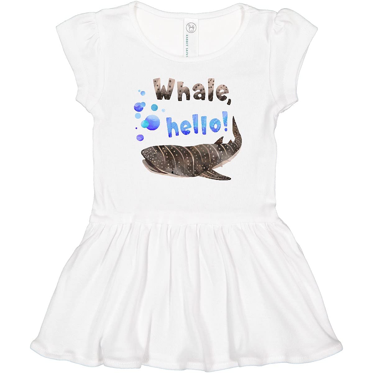 Inktastic Whale Hello Cute Whale Shark with Bubbles Toddler Dress - Adorable Baby Girl Outfit for Beach, Birthday & Summer Play