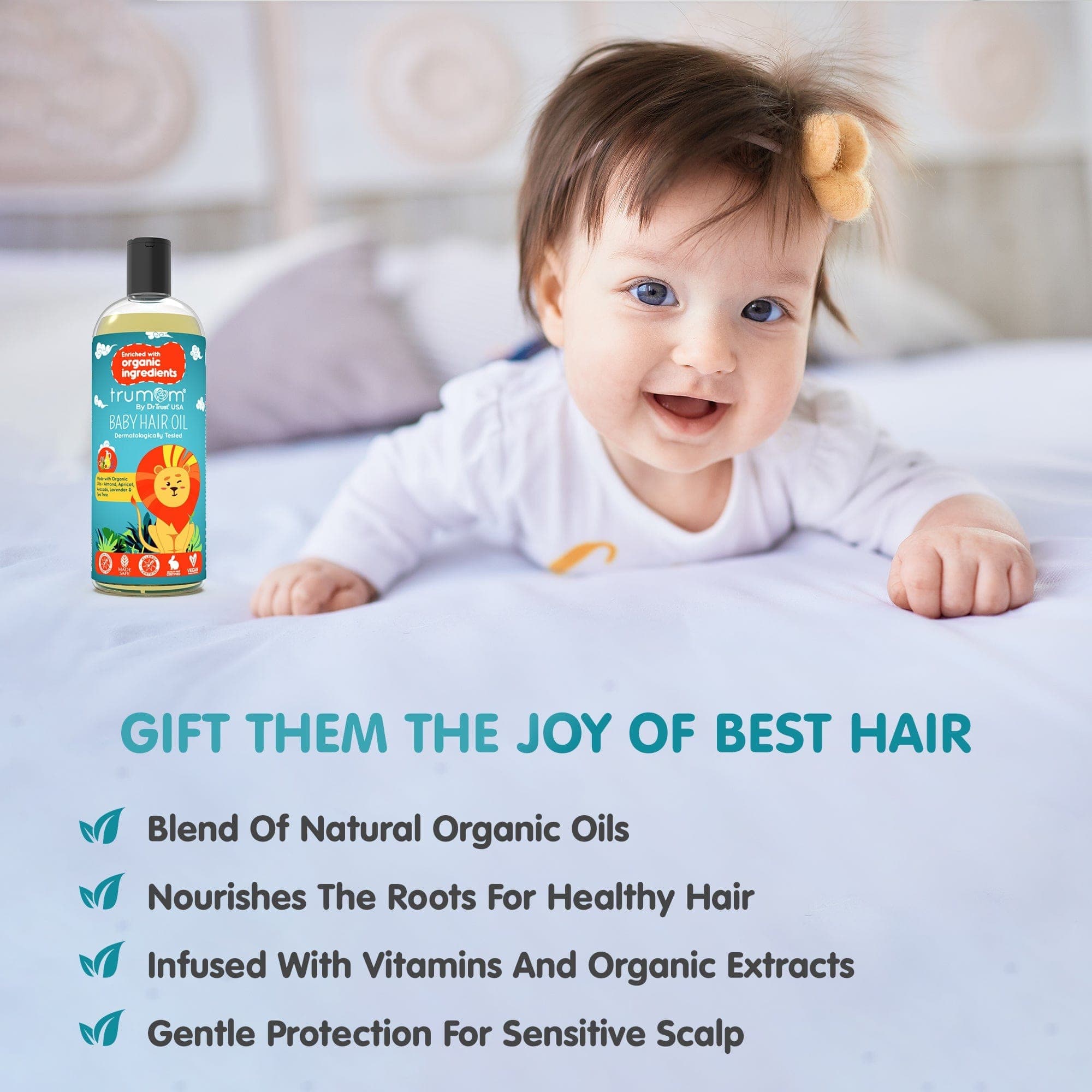 Trumom USA Organic Hair Oil for Growth & Shine - 100ml Natural Hair Treatment with Argan & Coconut Oil - Expires May 2024 - Perfect for Daily Hair Care & Scalp Massage